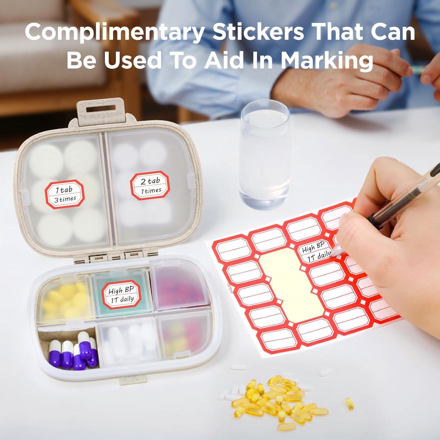 Organizador de Pastillas WANKODA - Estuche Portátil 8 Compartimentos