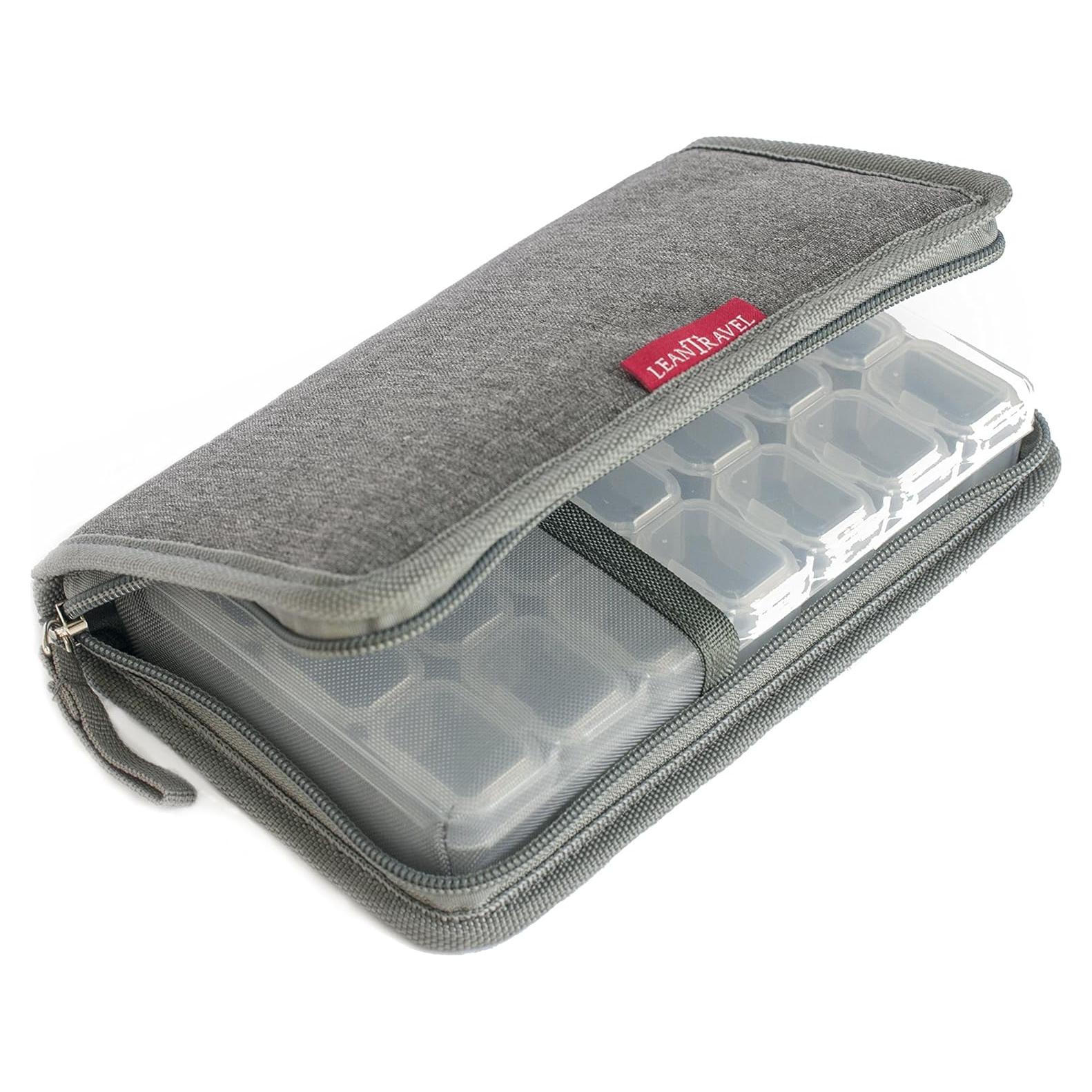 Organizador de pastillas LeanTravel pequeño para 7 días gris