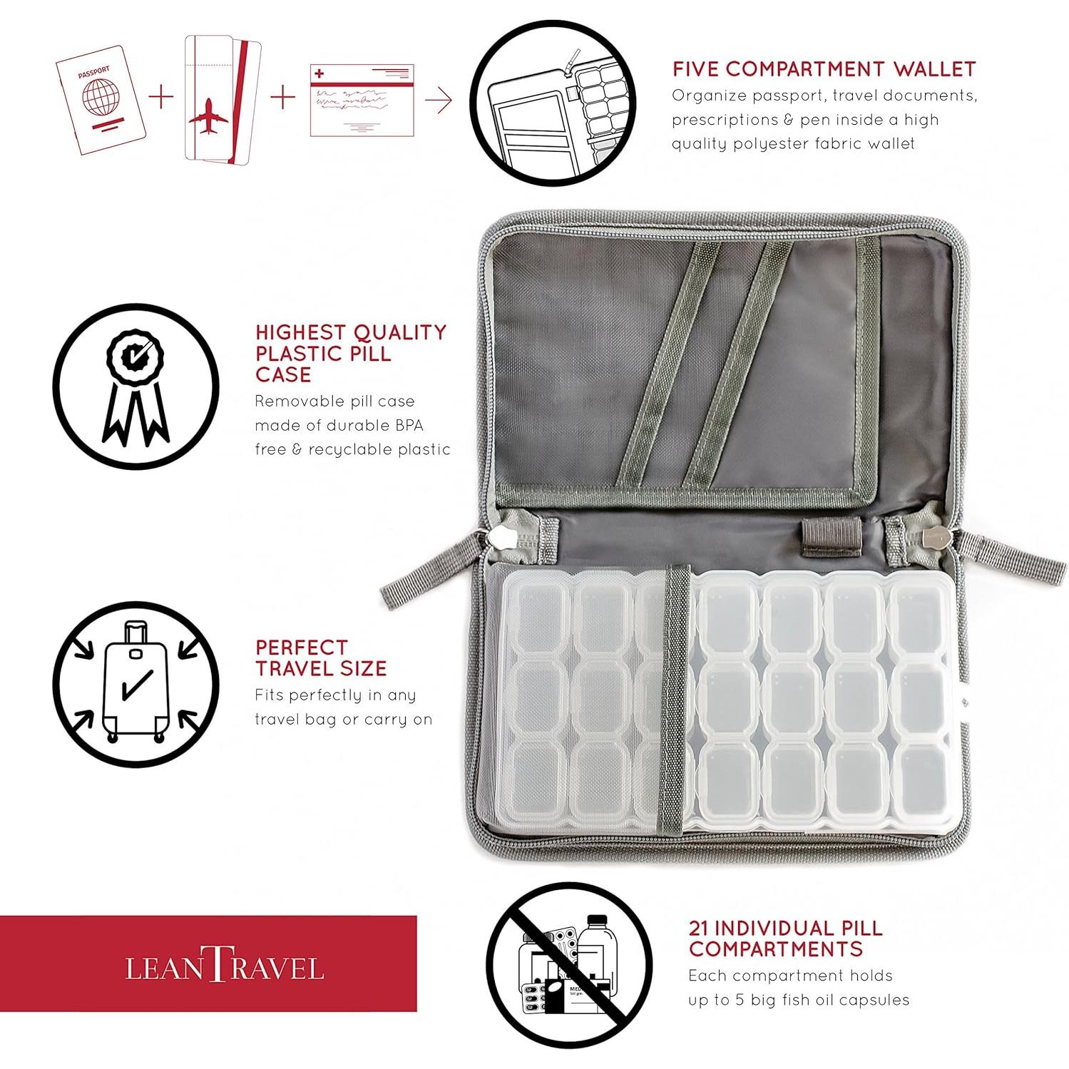 Organizador de pastillas LeanTravel pequeño para 7 días gris