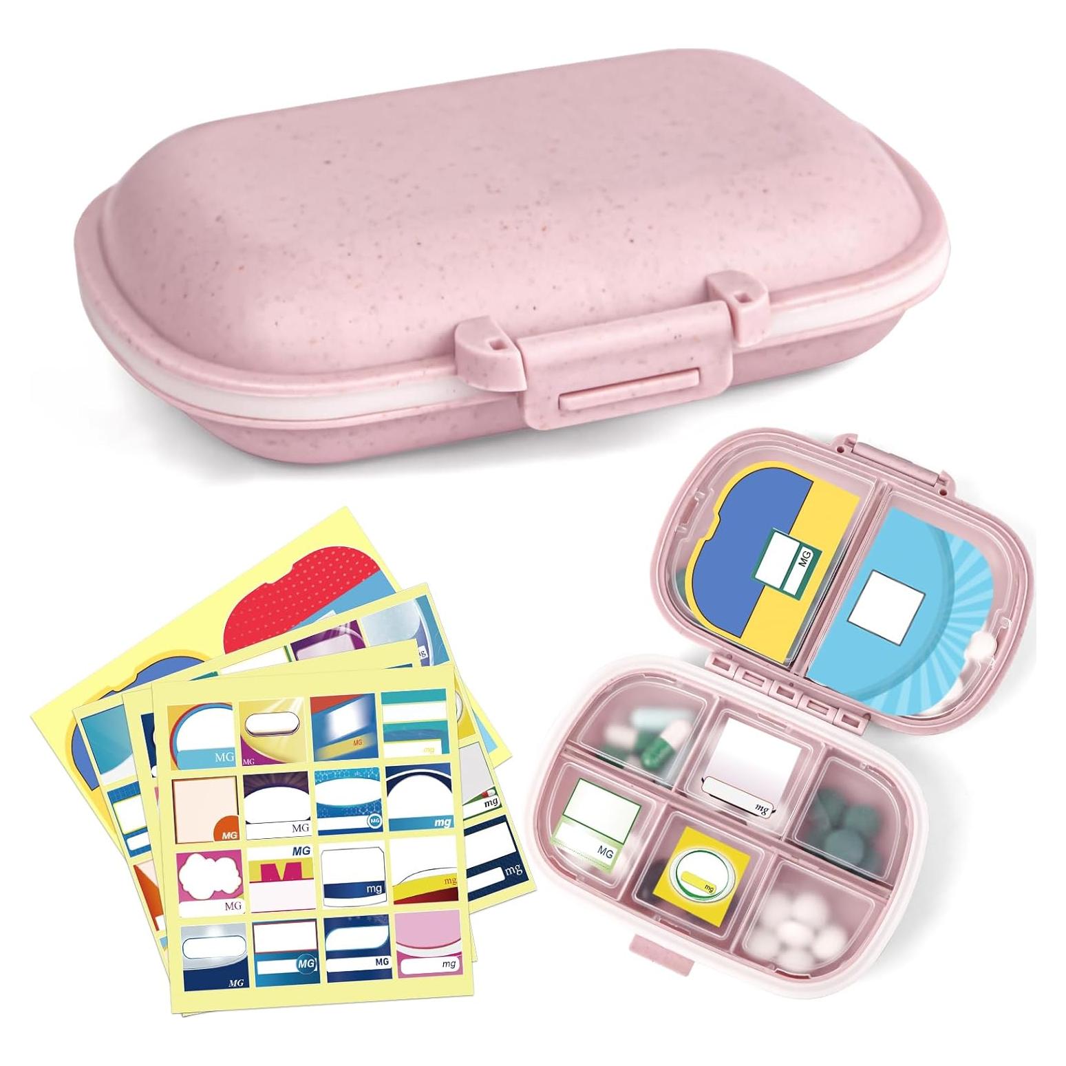 Organizador de Pastillas de Viaje Fouews Rosa 8 Compartimentos