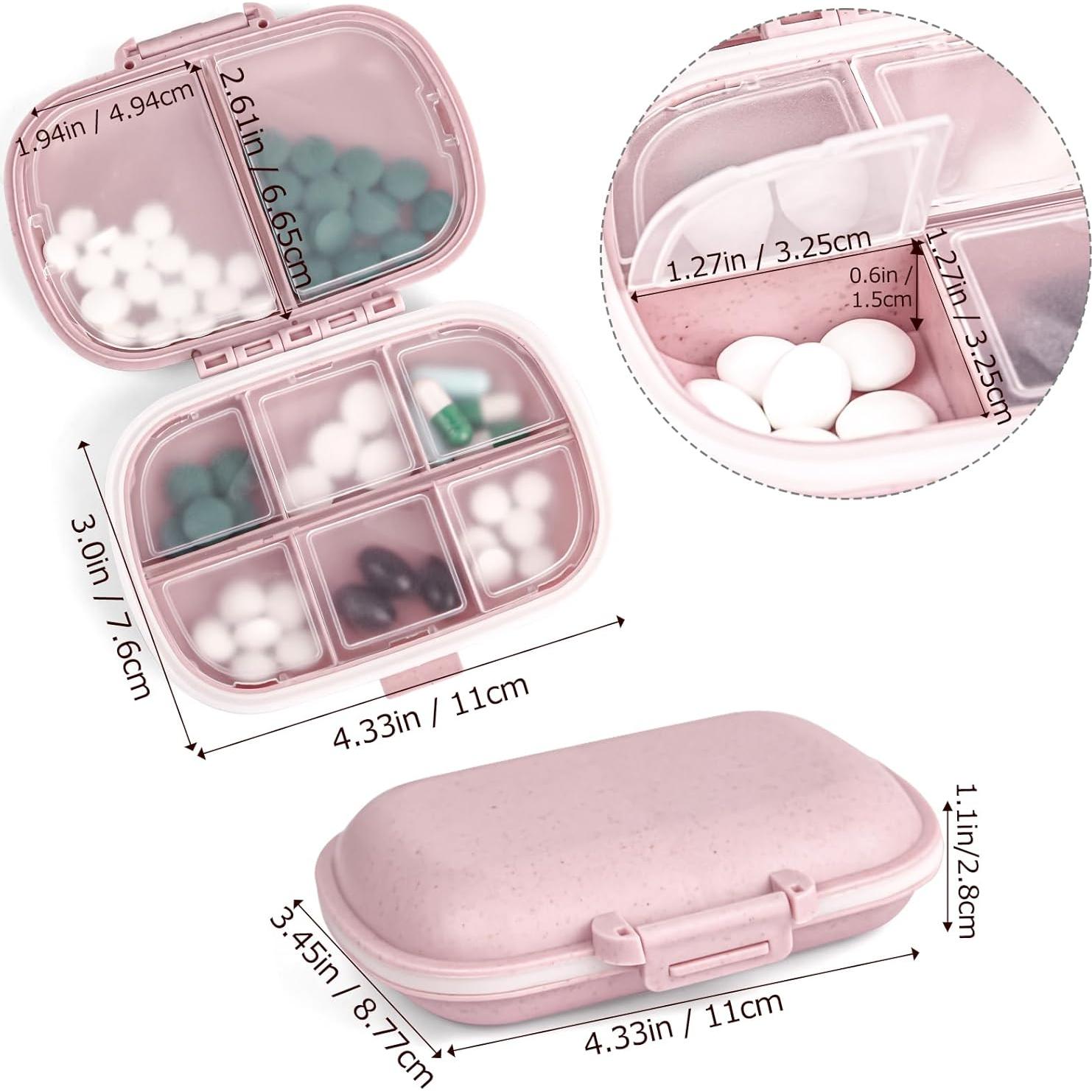 Organizador de Pastillas de Viaje Fouews Rosa 8 Compartimentos