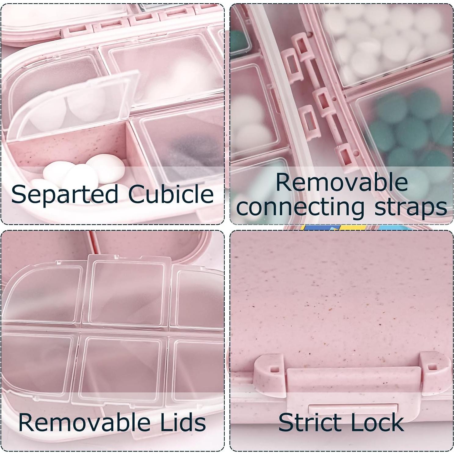 Organizador de Pastillas de Viaje Fouews Rosa 8 Compartimentos