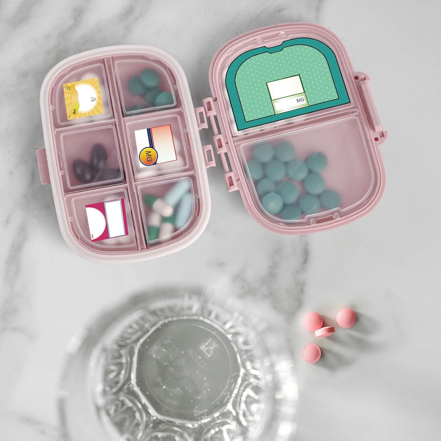 Organizador de Pastillas de Viaje Fouews Rosa 8 Compartimentos