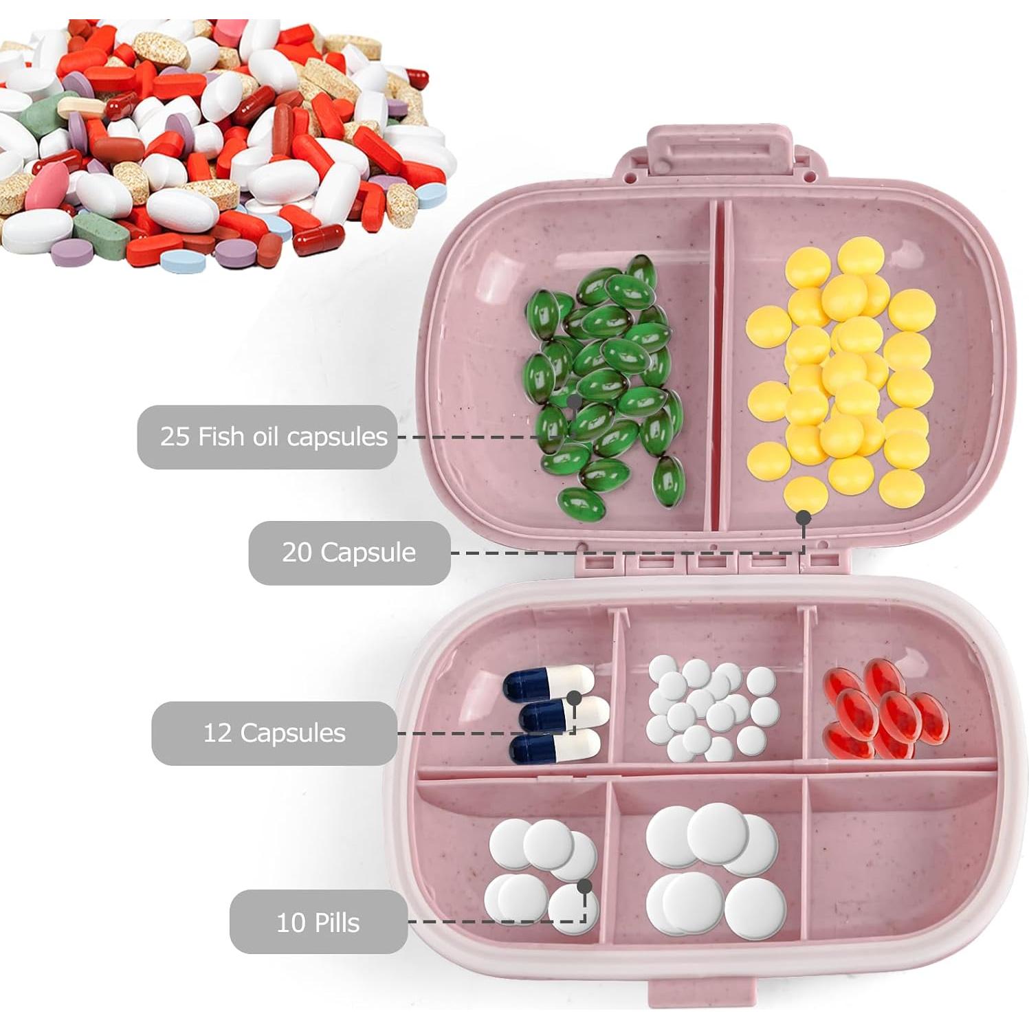 Organizador de Pastillas de Viaje Fouews Rosa 8 Compartimentos