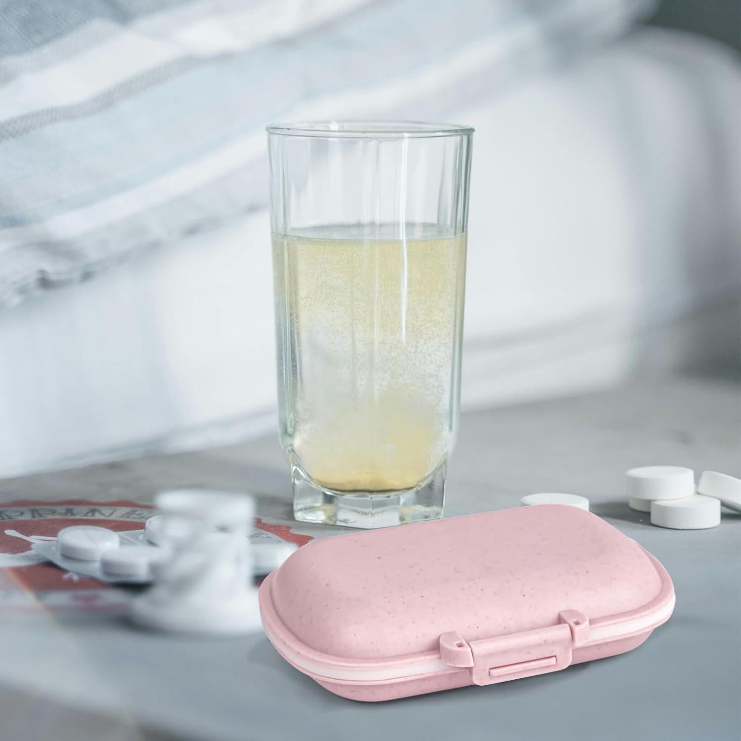 Organizador de Pastillas de Viaje Fouews Rosa 8 Compartimentos