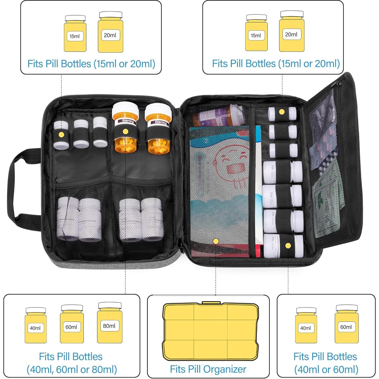 Organizador de Medicina CURMIO Gris - Bolsa de Pastillas 29cm