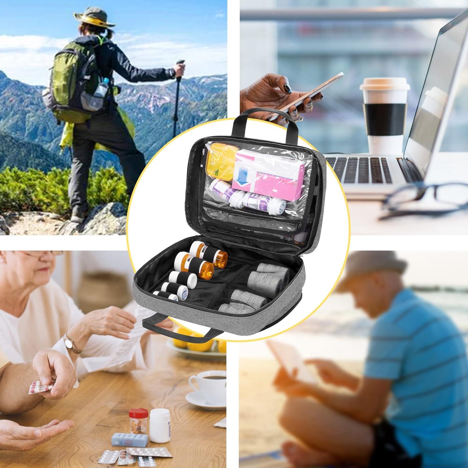 Organizador de Medicina CURMIO Gris - Bolsa de Pastillas 29cm