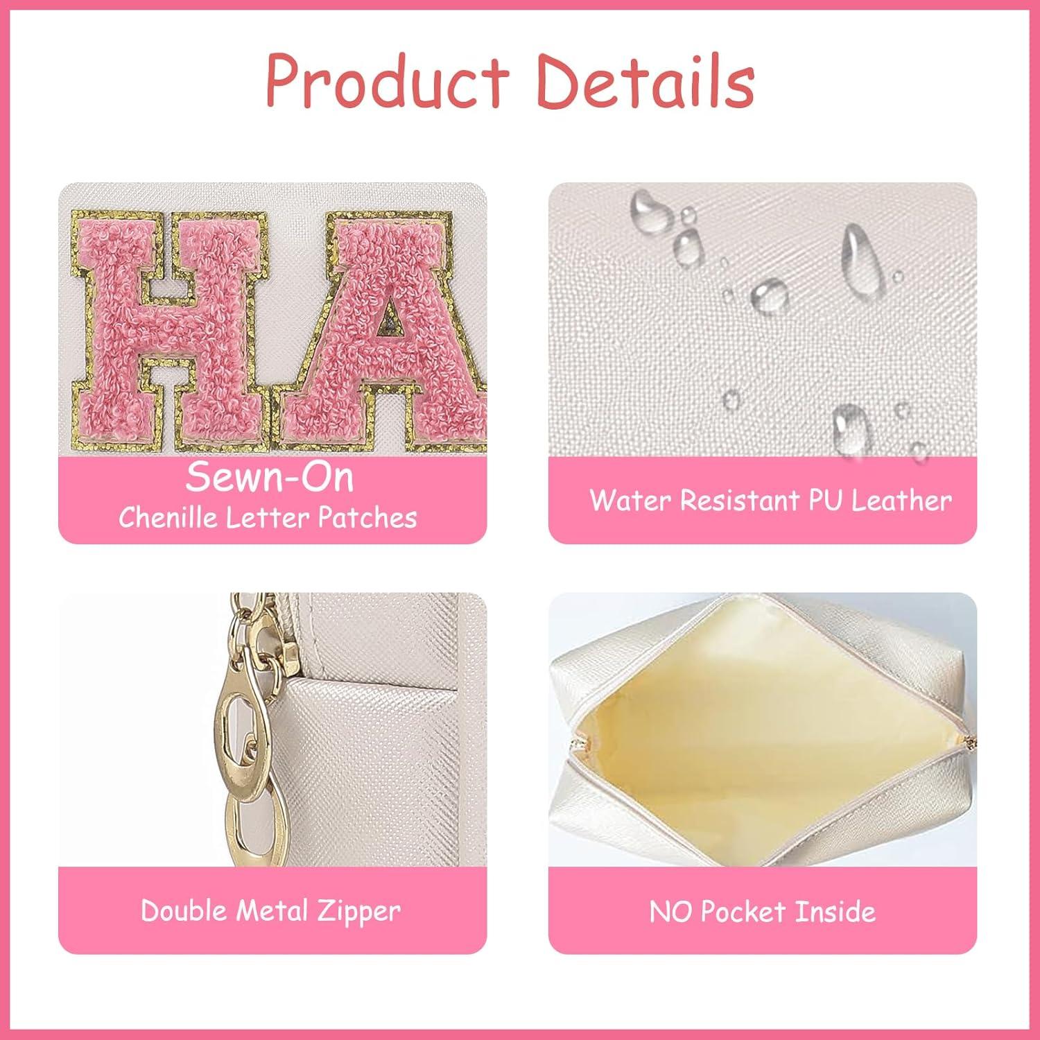 Neceser Cosmético Uekeboag Beige con Parche Chenille MEDS