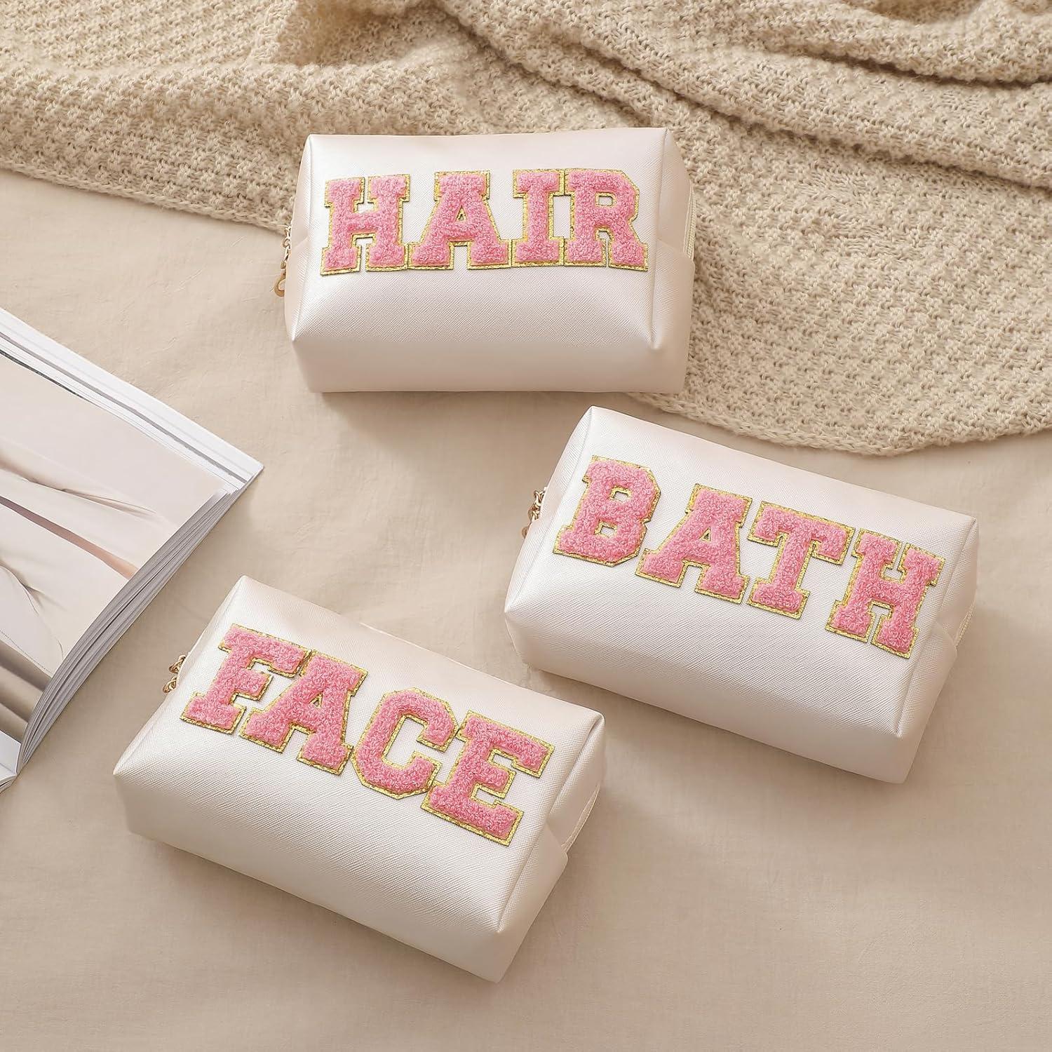 Neceser Cosmético Uekeboag Beige con Parche Chenille MEDS