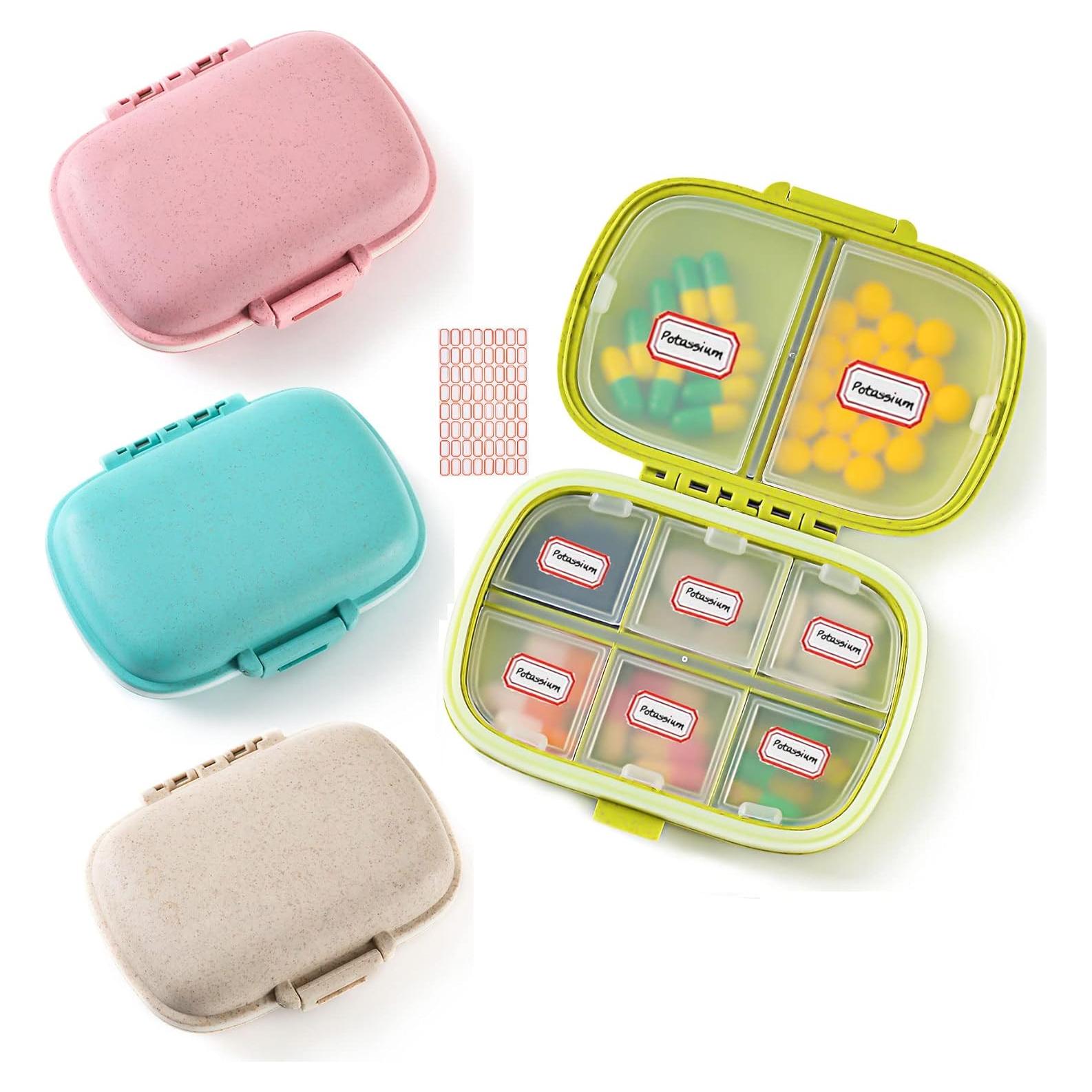 Organizadores de Pastillas Qeedy - 4 Pcs, 8 Compartimentos