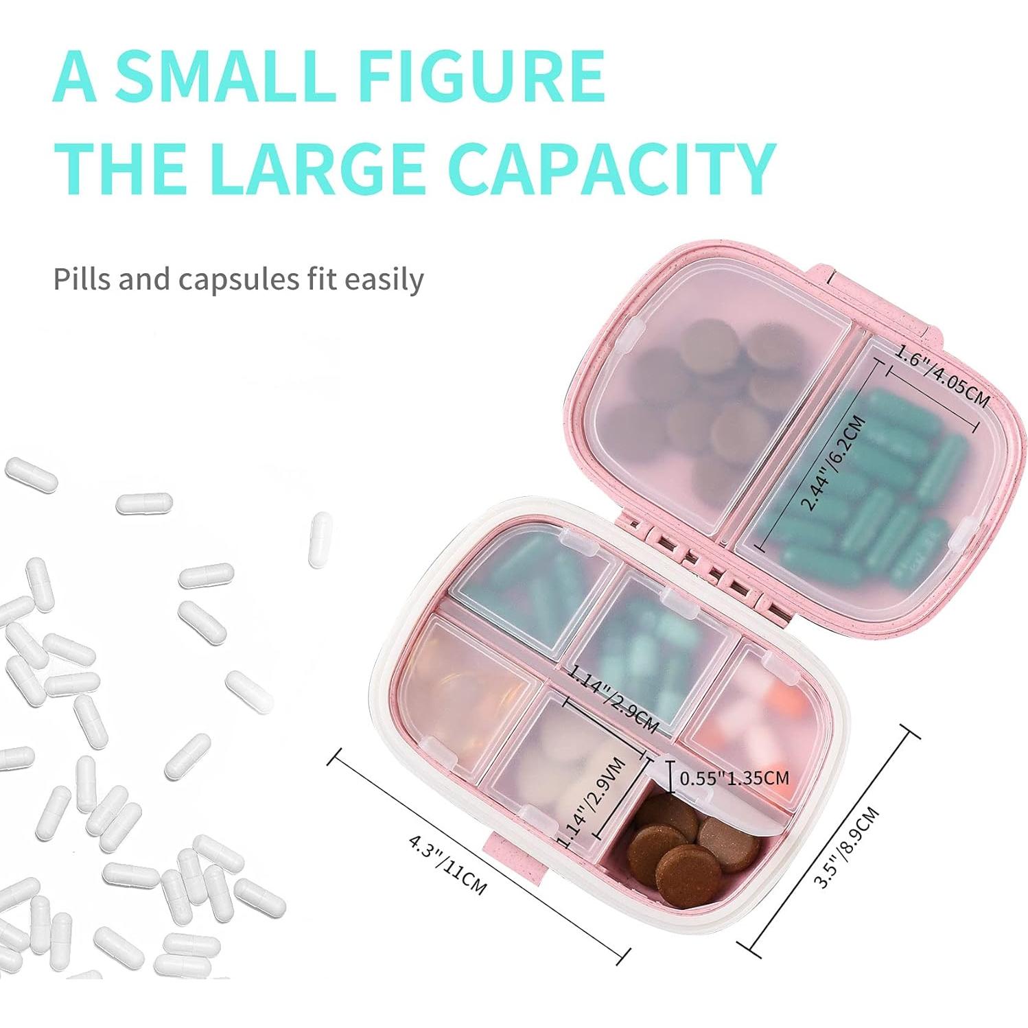 Organizadores de Pastillas Qeedy - 4 Pcs, 8 Compartimentos