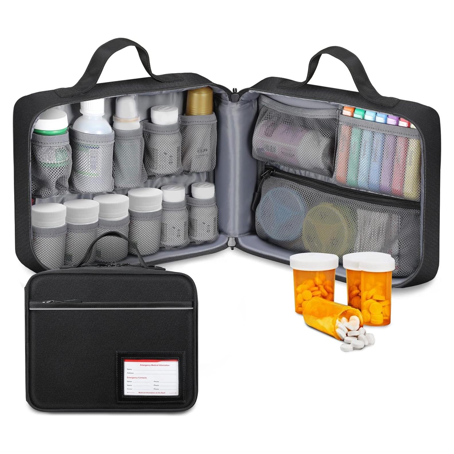 Organizador de Medicamentos SITHON Estuche de Viaje Negro