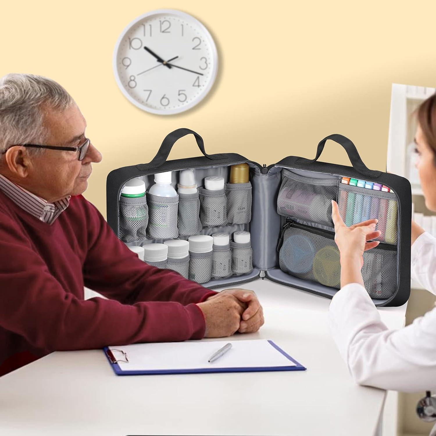 Organizador de Medicamentos SITHON Estuche de Viaje Negro