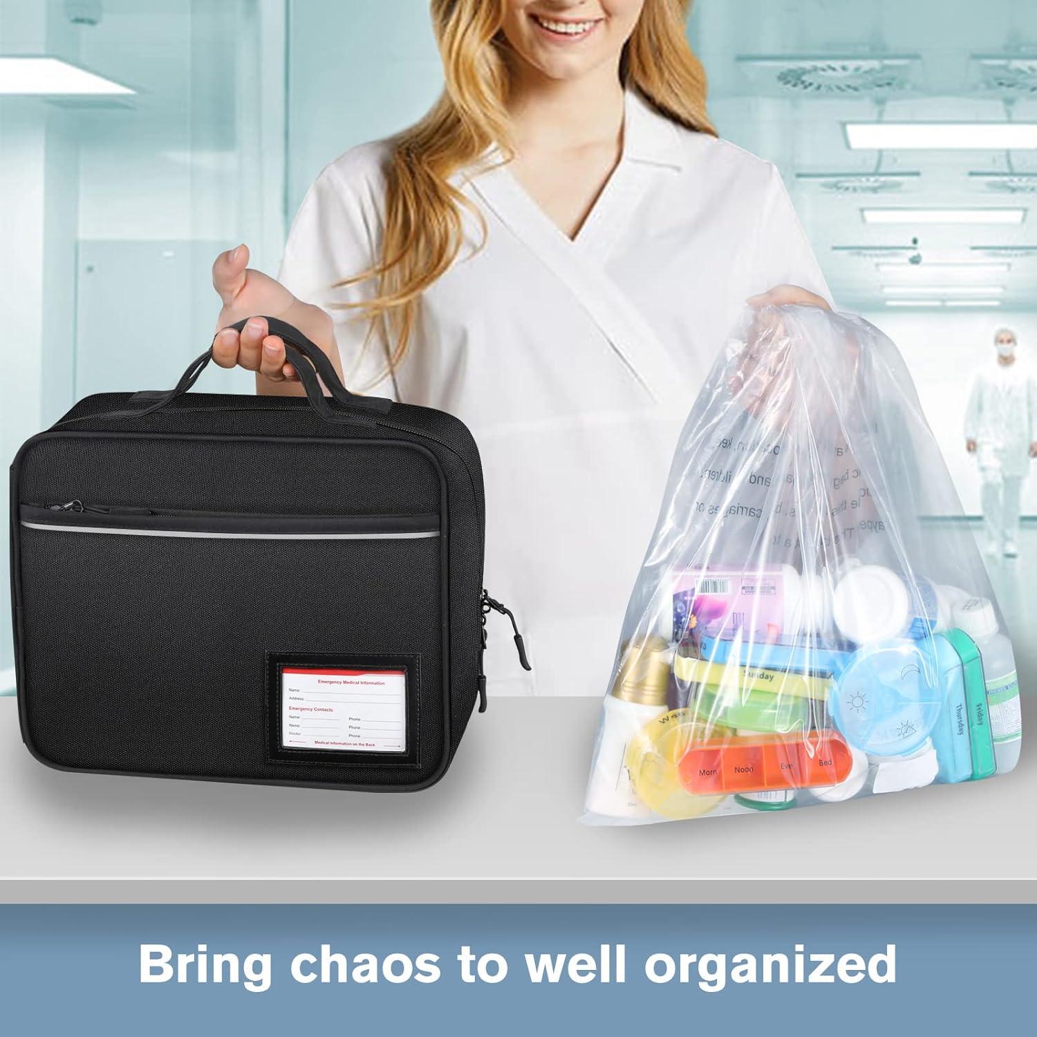 Organizador de Medicamentos SITHON Estuche de Viaje Negro