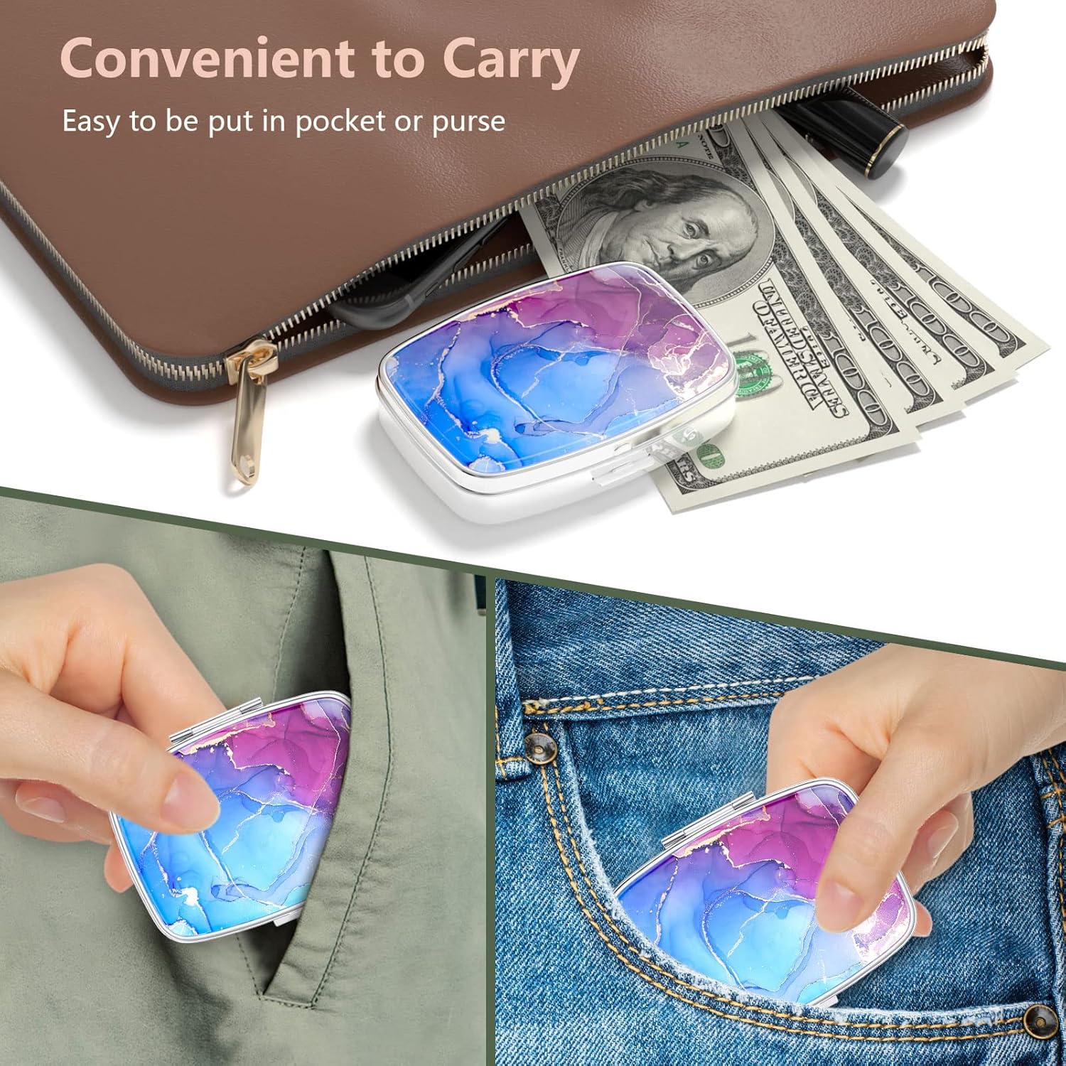 Caja de Pastillas Nipichsha Mármol Azul Púrpura 5.6x4.1cm