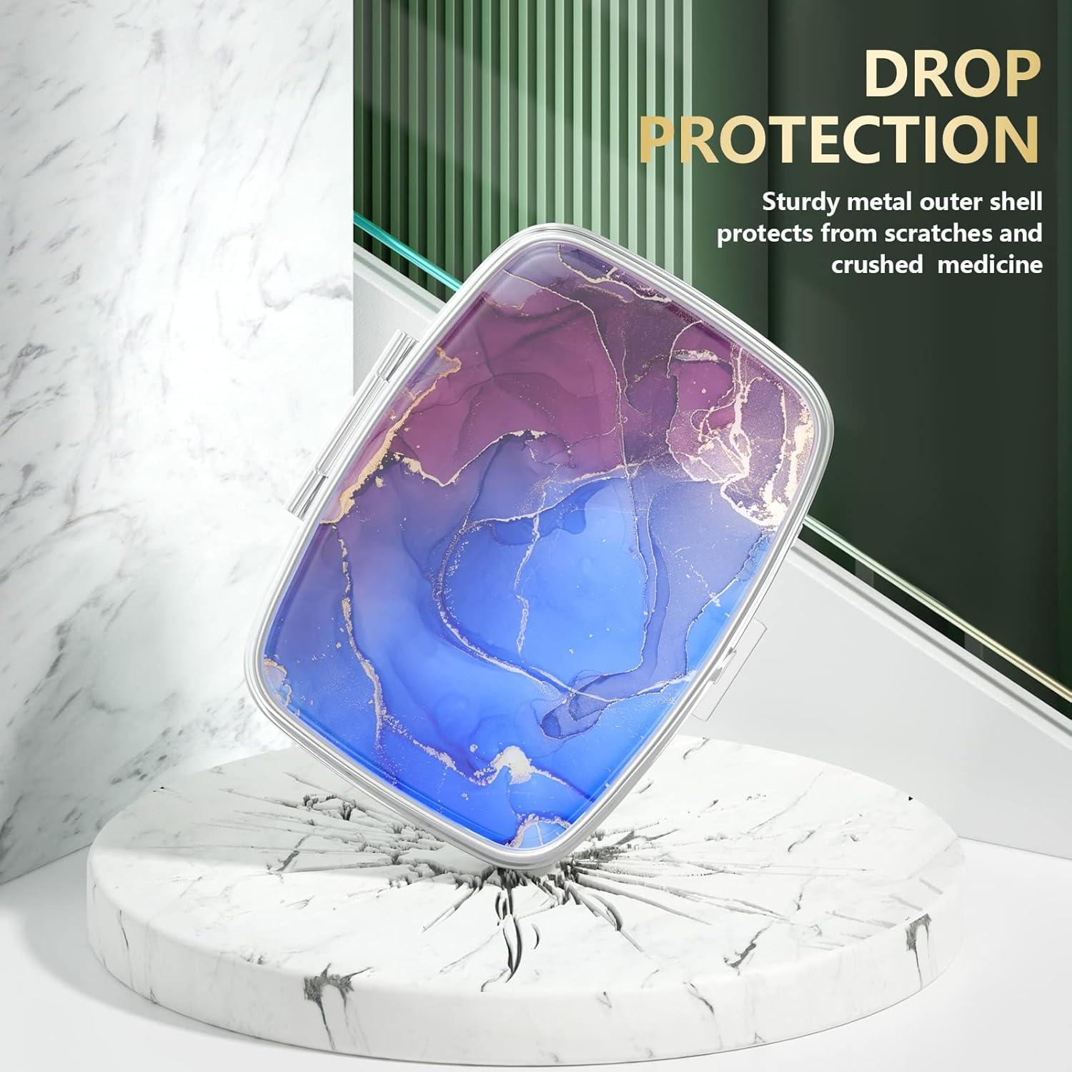 Caja de Pastillas Nipichsha Mármol Azul Púrpura 5.6x4.1cm