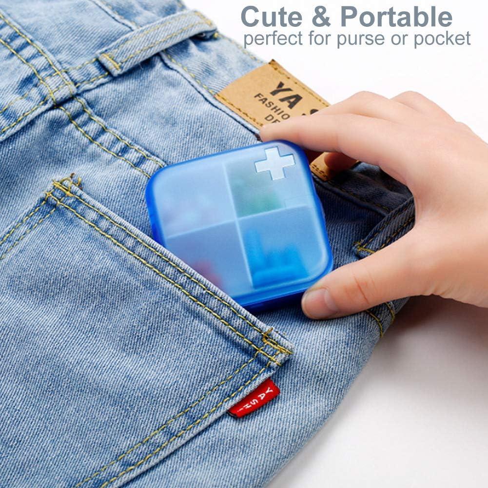 Organizador de Pastillas Portátil Meacolia 2 Piezas 4 Compartimentos