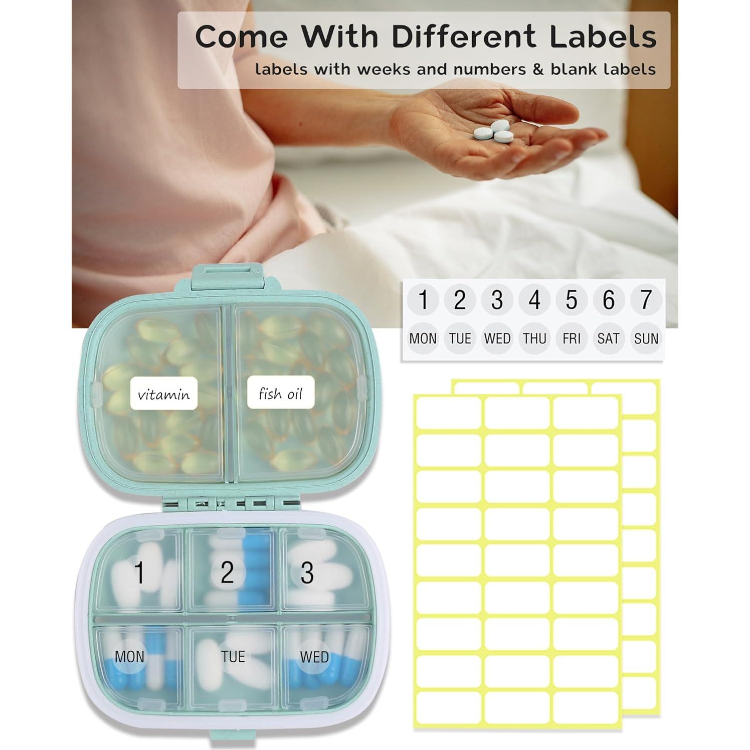 Organizador de Pastillas de Viaje MEACOLIA Verde 8 Compartimentos