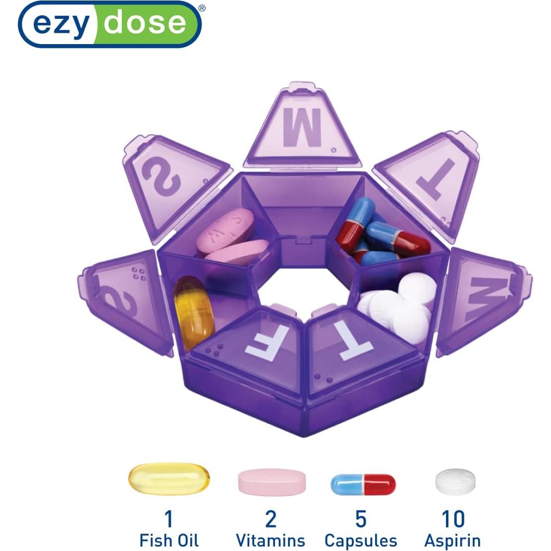 Organizador Semanal de Pastillas Ezy Dose 7 Días Púrpura