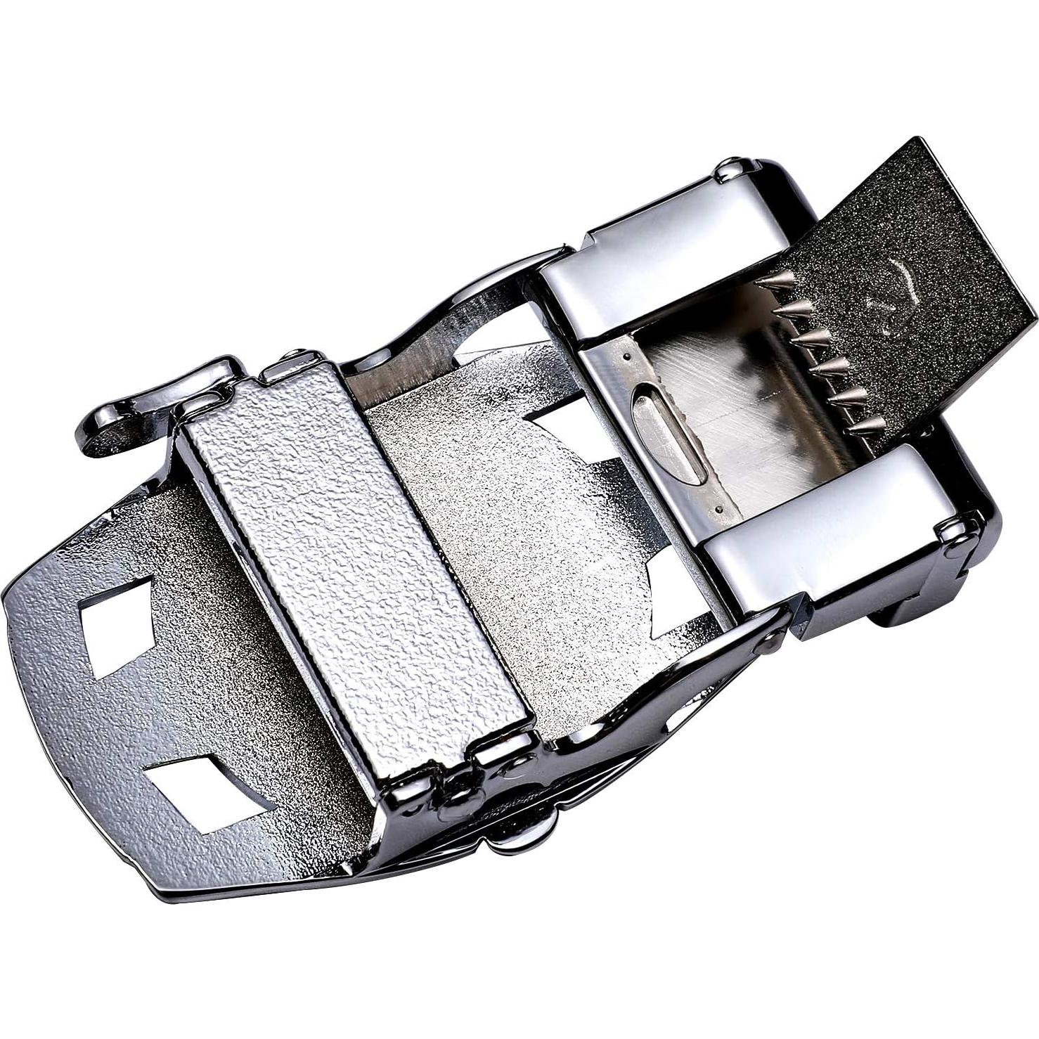 Cinturón Ratchet Barry.Wang Cuero Genuino Ajustable Negro