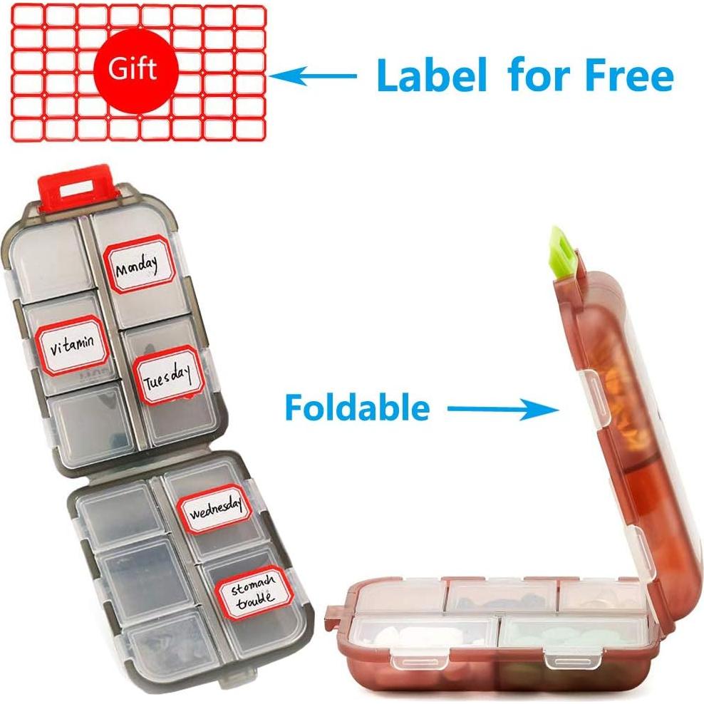 Estuche organizador de pastillas YEEHO 10 compartimentos 5 colores