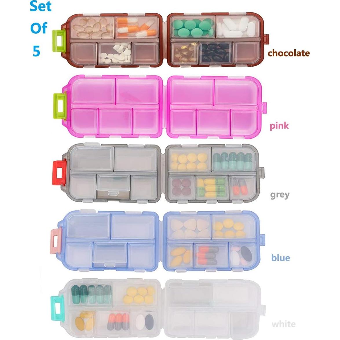 Estuche organizador de pastillas YEEHO 10 compartimentos 5 colores