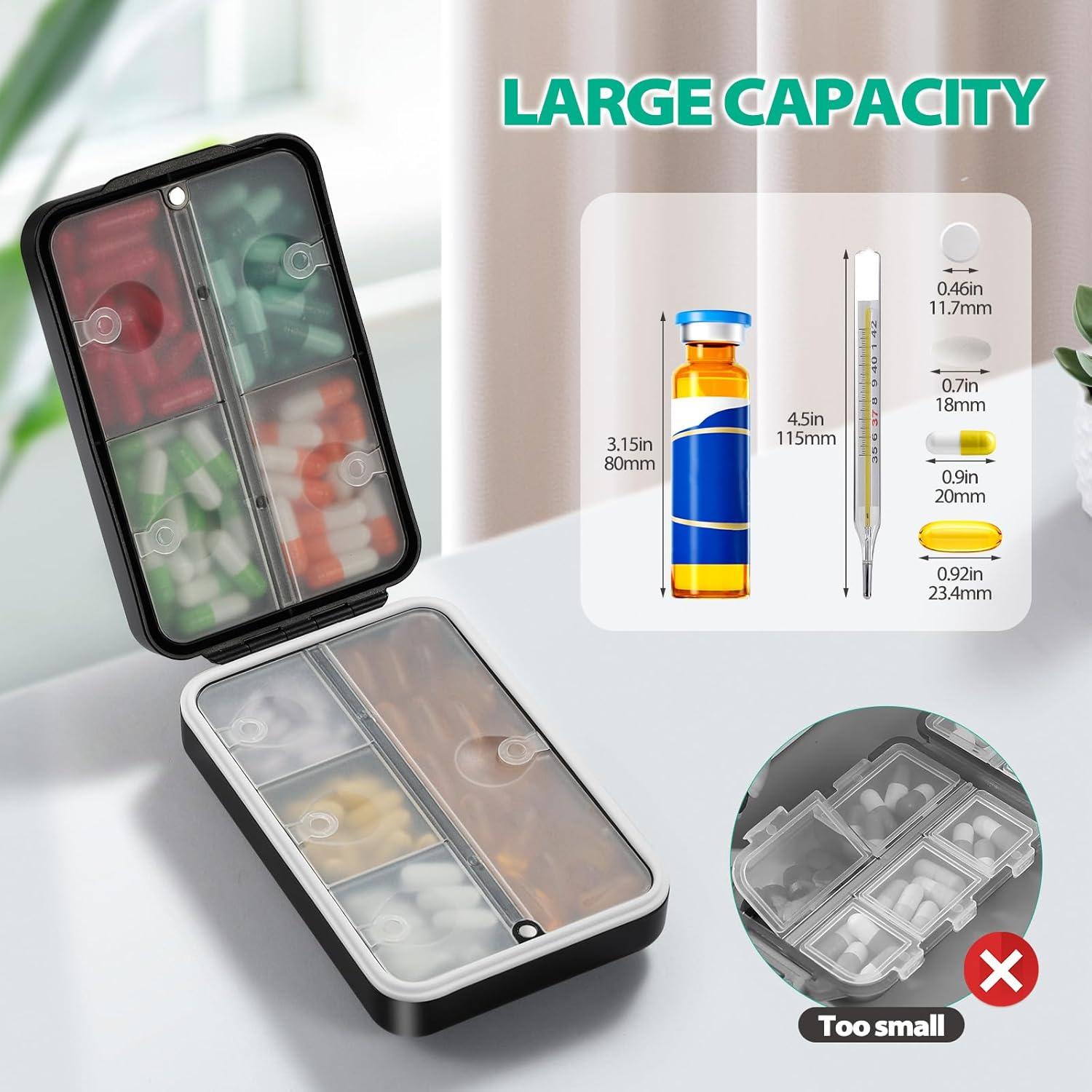 Organizador de Pastillas de Viaje OUVBTX 8 Compartimentos Negro