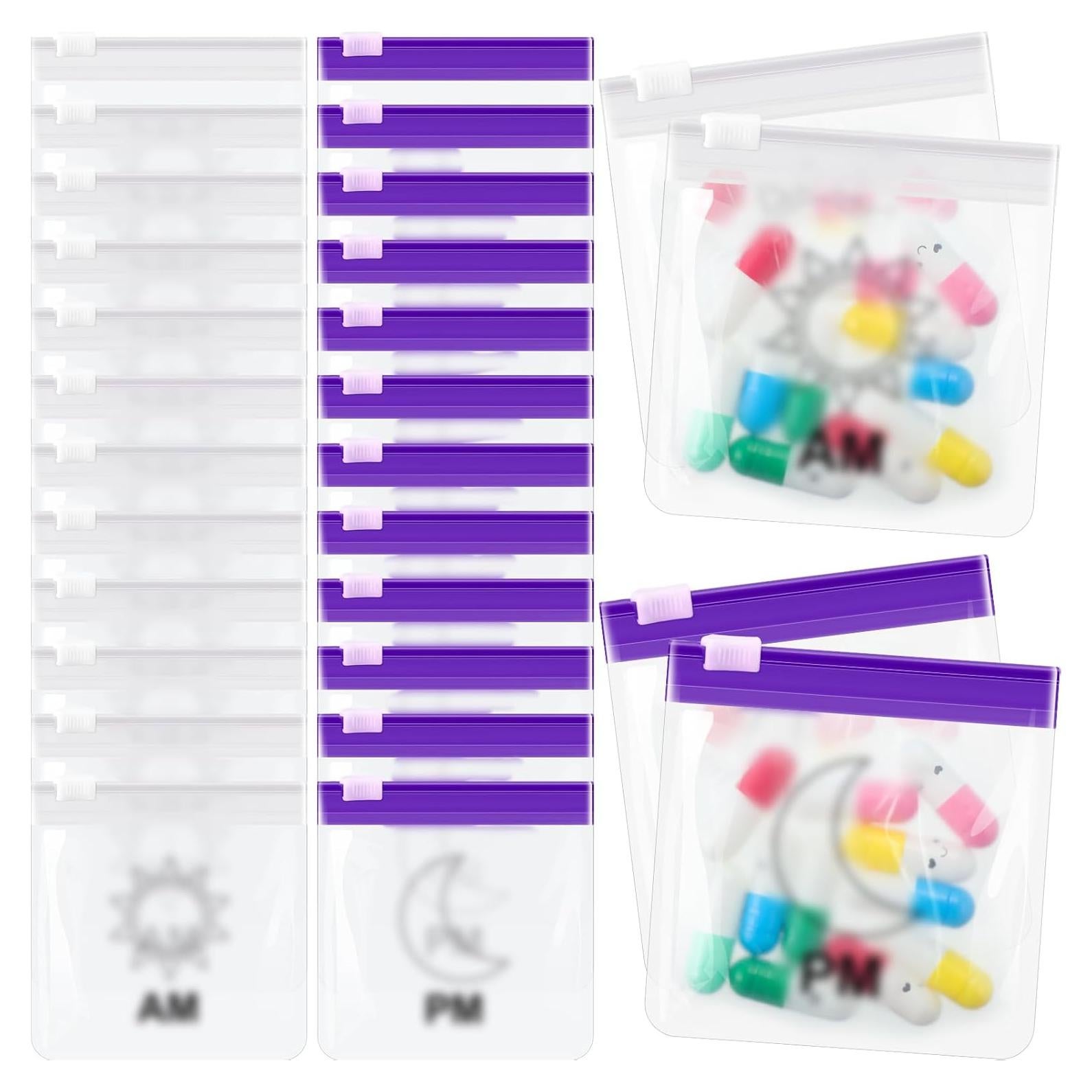 Juego de 24 Bolsas de Píldoras Reutilizables Handepo 7.5x7.5cm