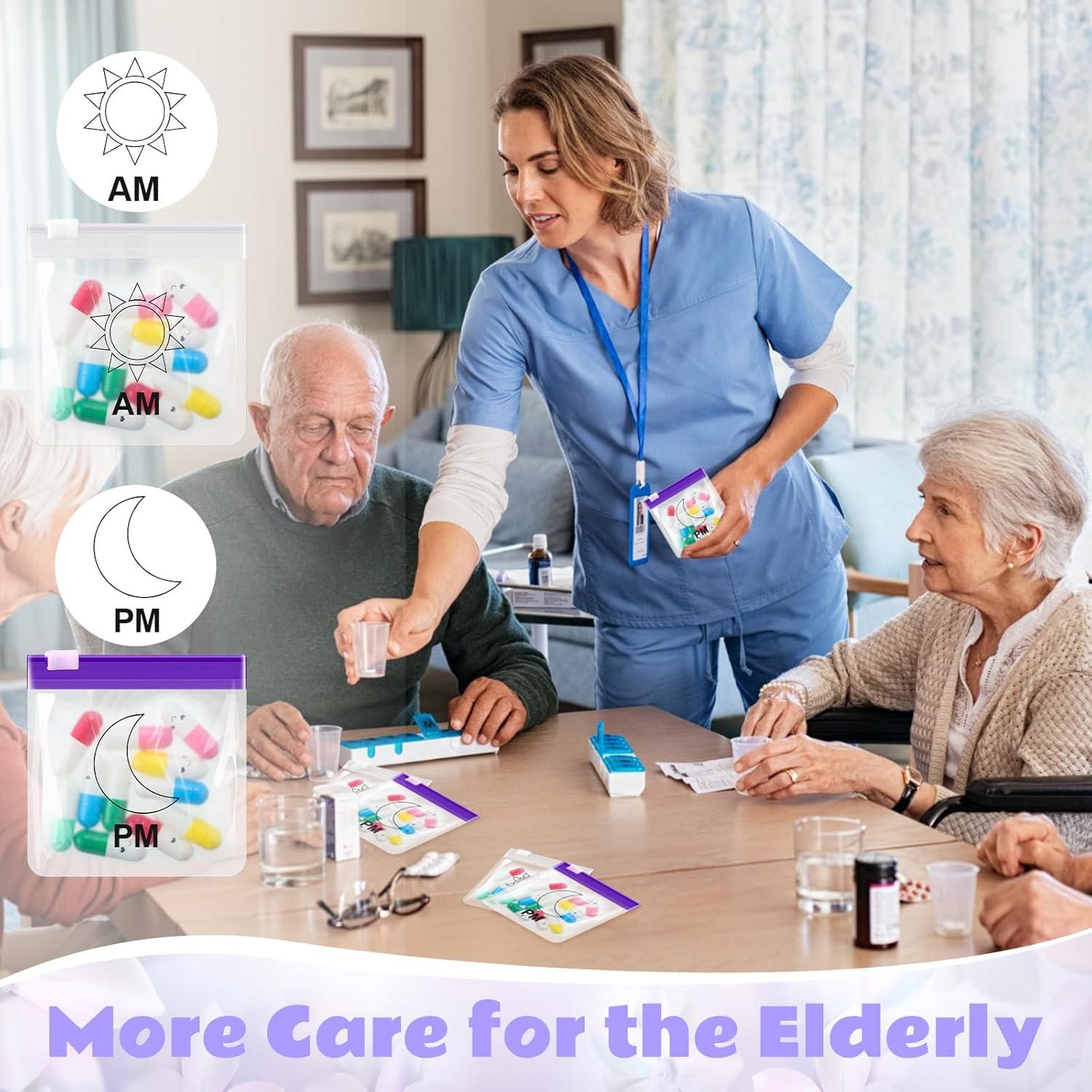 Juego de 24 Bolsas de Píldoras Reutilizables Handepo 7.5x7.5cm