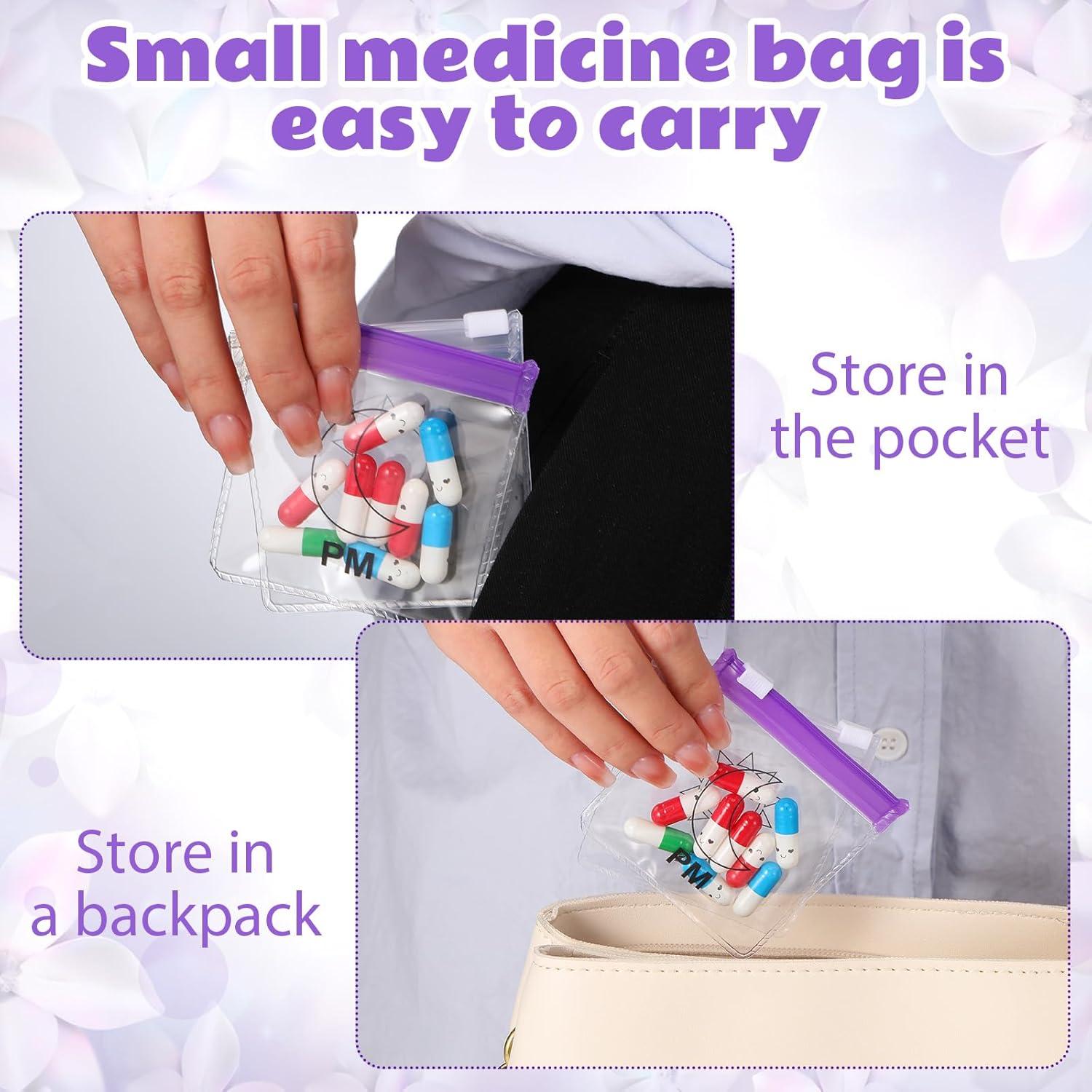 Juego de 24 Bolsas de Píldoras Reutilizables Handepo 7.5x7.5cm