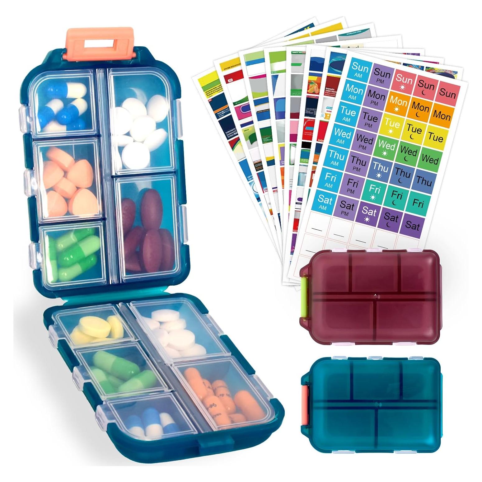 Estuche Organizador de Pastillas CUALFEC 2 Paquetes 10 Compartimentos