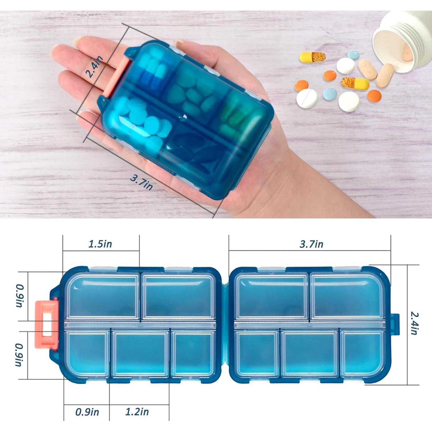 Estuche Organizador de Pastillas CUALFEC 2 Paquetes 10 Compartimentos