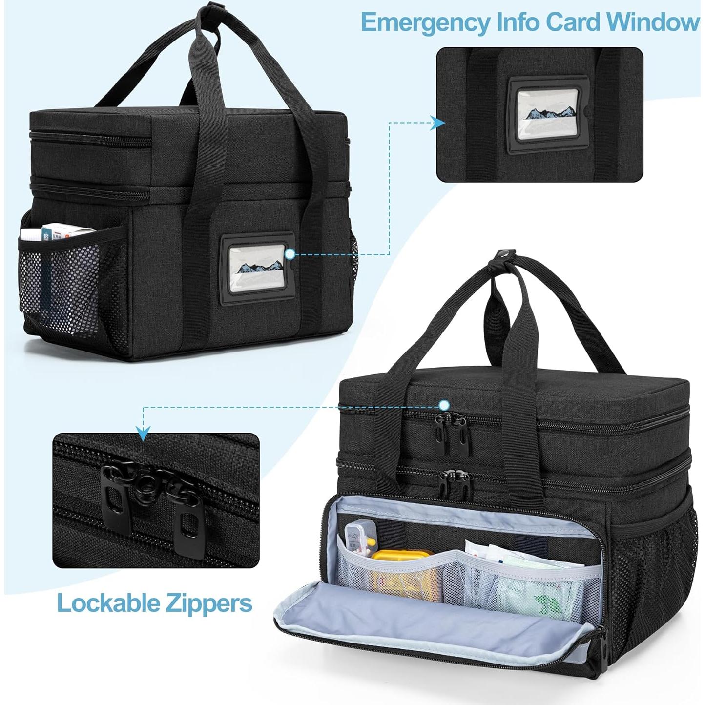 Bolsa Organizadora de Medicamentos CURMIO Negra 30x20.5x24cm