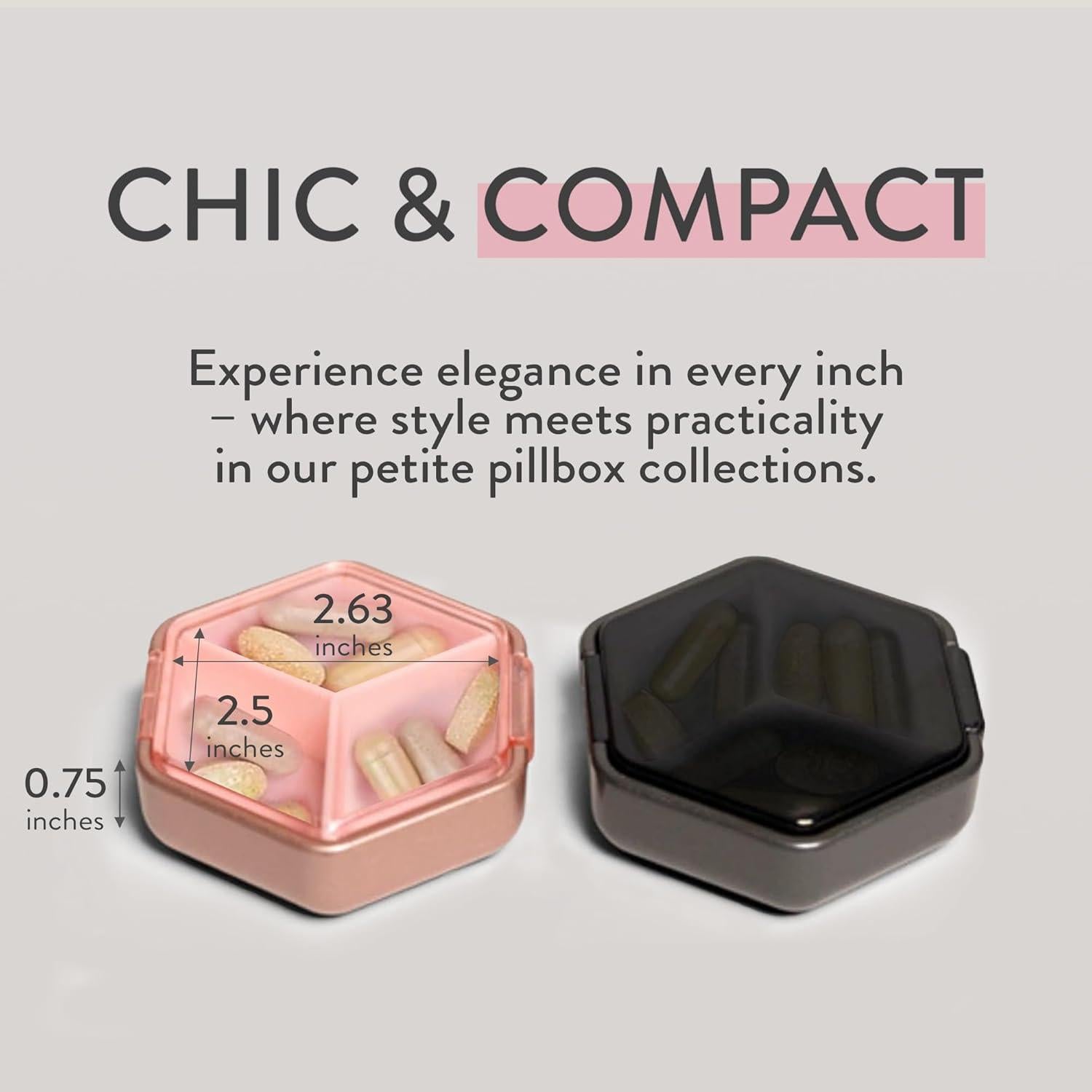 Conjunto de Organizador de Pastillas Compacto Mimi Medcessories - Rosa y Acero