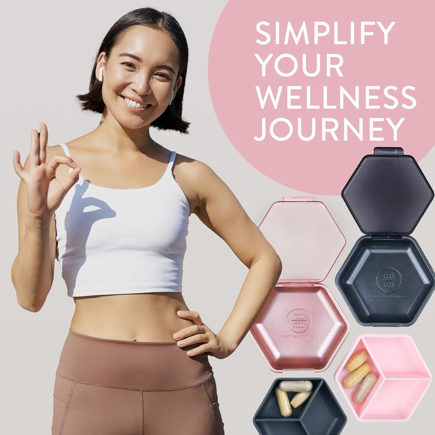 Conjunto de Organizador de Pastillas Compacto Mimi Medcessories - Rosa y Acero