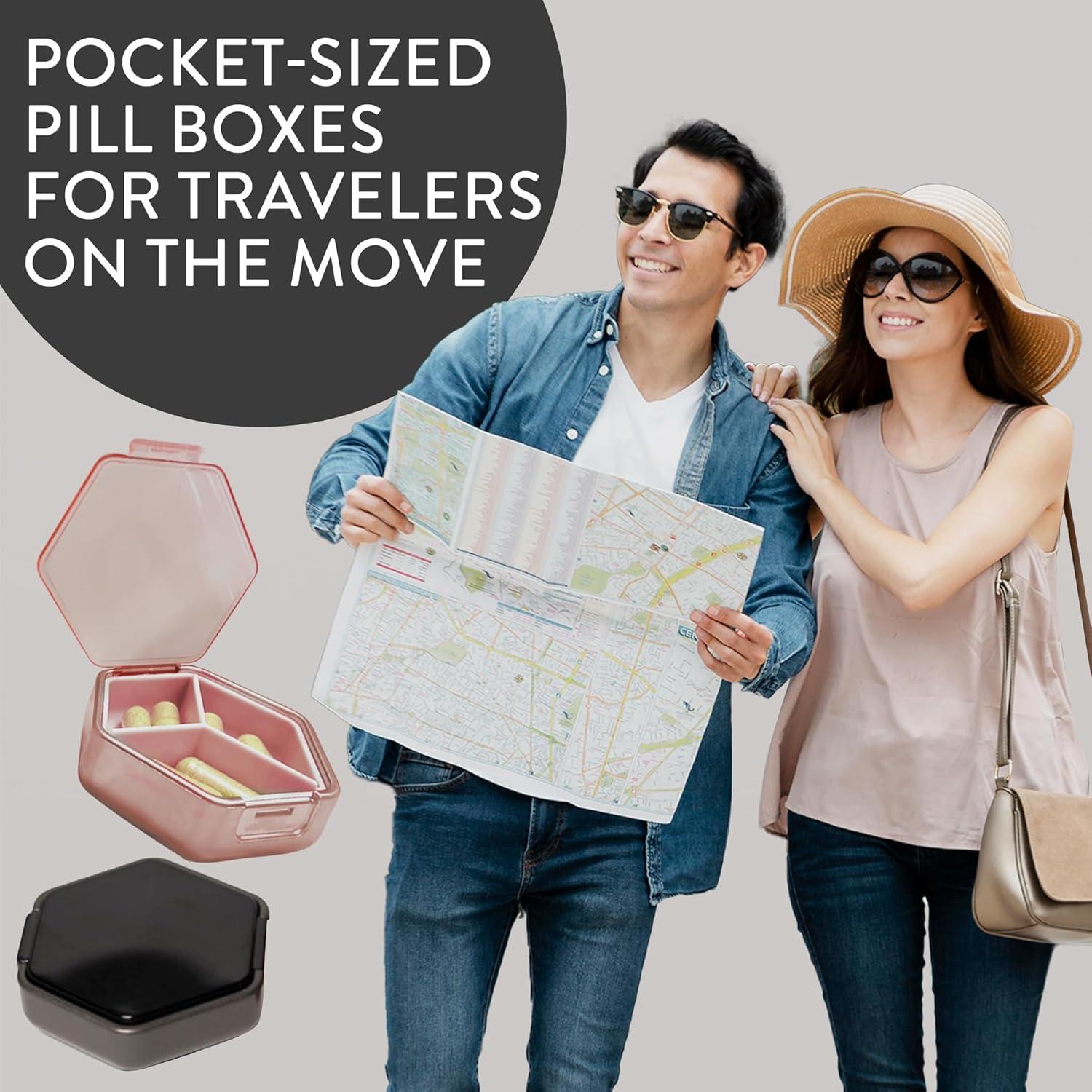 Conjunto de Organizador de Pastillas Compacto Mimi Medcessories - Rosa y Acero