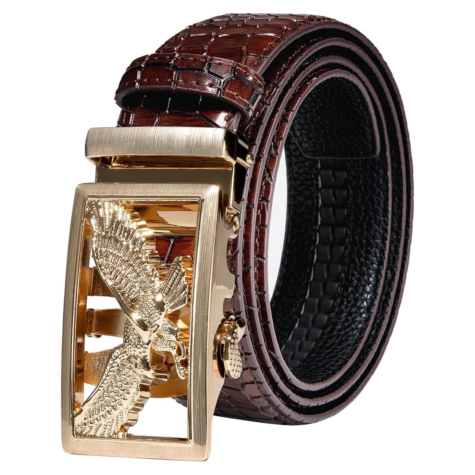 Cinturón Ratchet Barry.Wang Cuero Genuino 3,49 cm Hebilla Automática