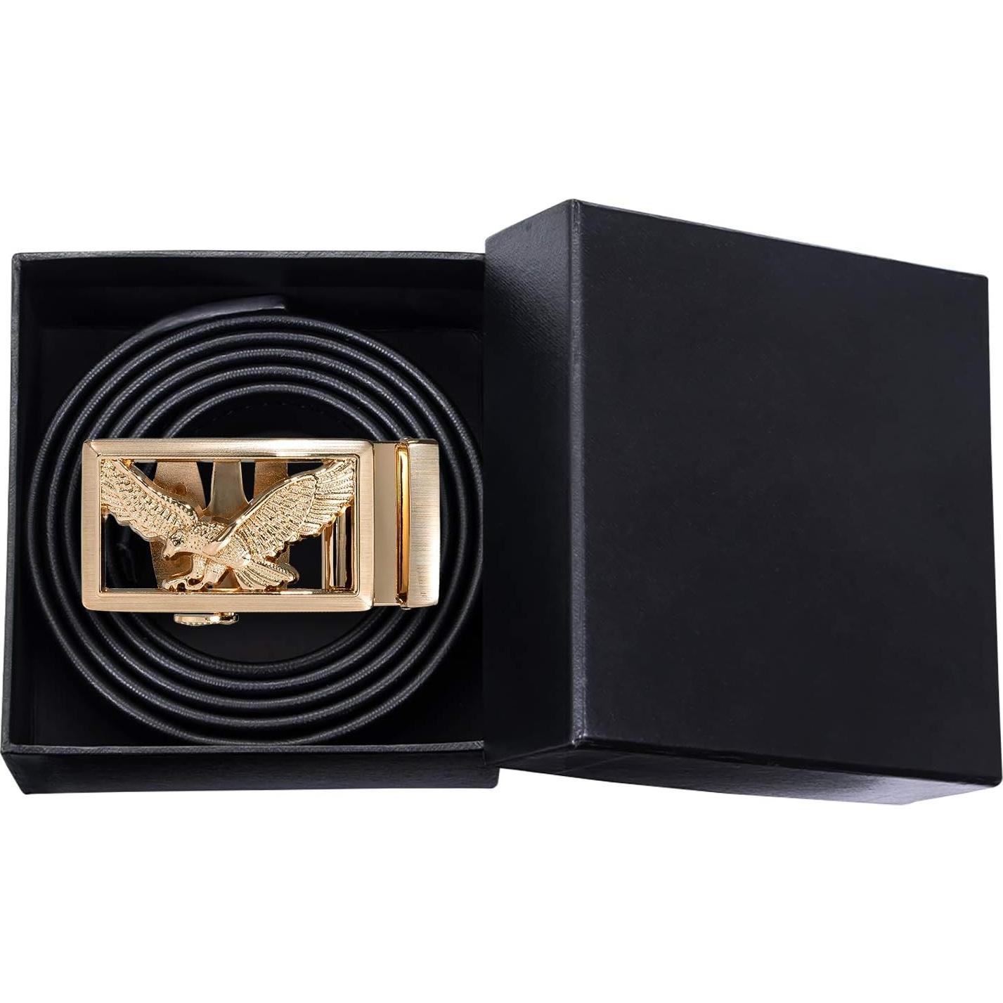 Cinturón Ratchet Barry.Wang Cuero Genuino 3,49 cm Hebilla Automática