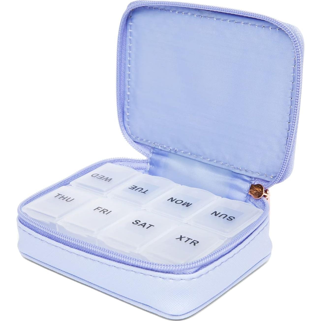 Funda de Pastillas Miamica con Cremallera 8 Compartimentos Púrpura