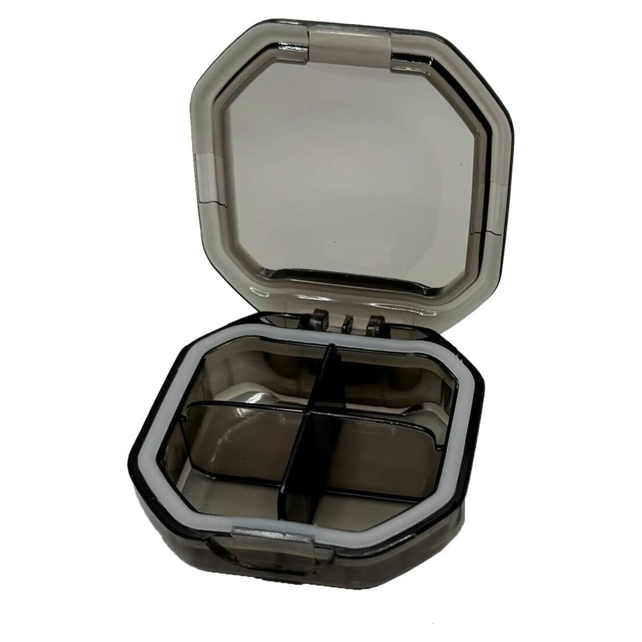 Organizador de Pastillas de Viaje YourRx Gris Compacto 4 Compartimentos