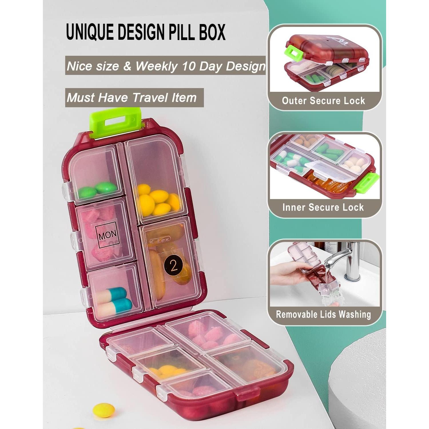 Organizador de Pastillas M Muchengbao Rojo 10 Compartimentos