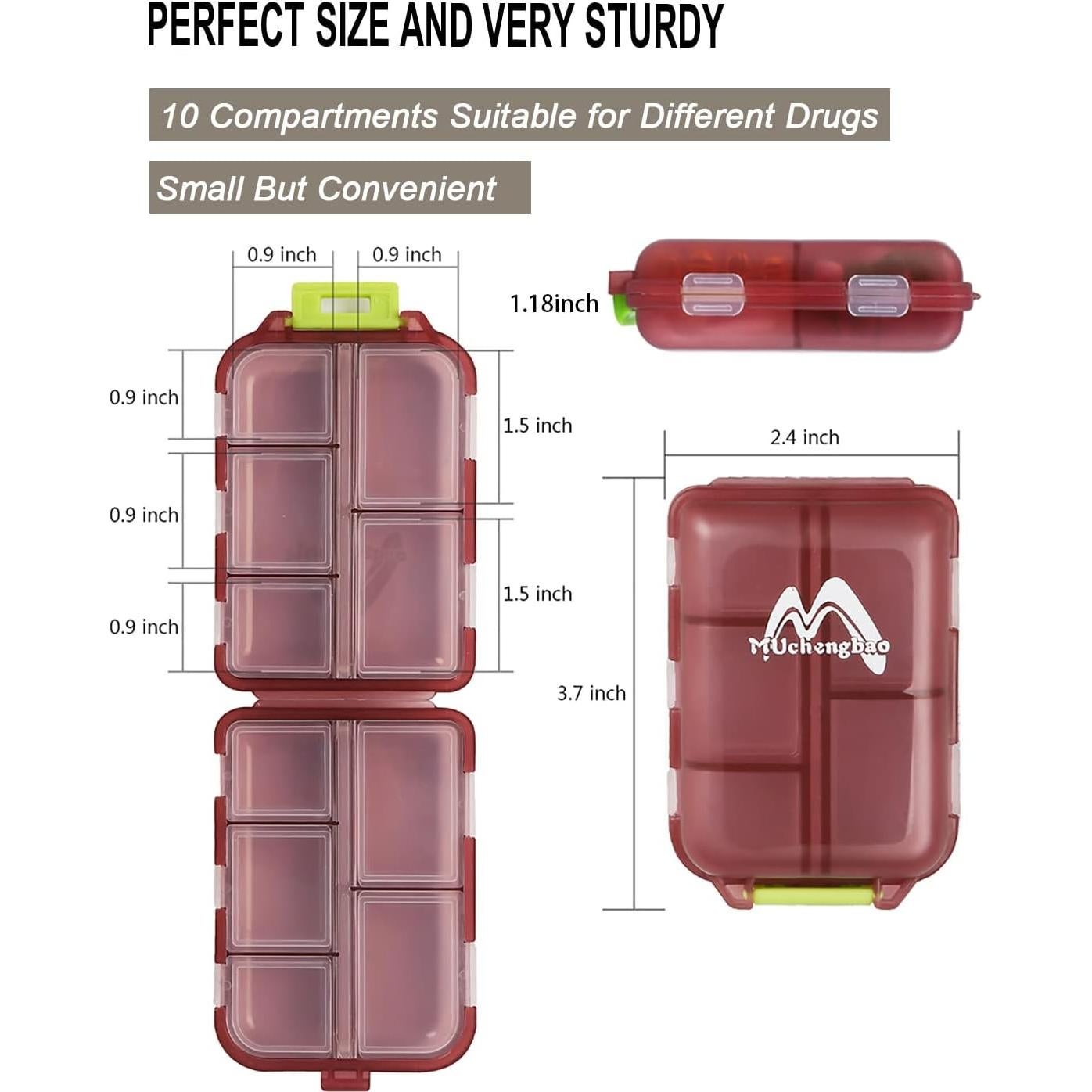 Organizador de Pastillas M Muchengbao Rojo 10 Compartimentos