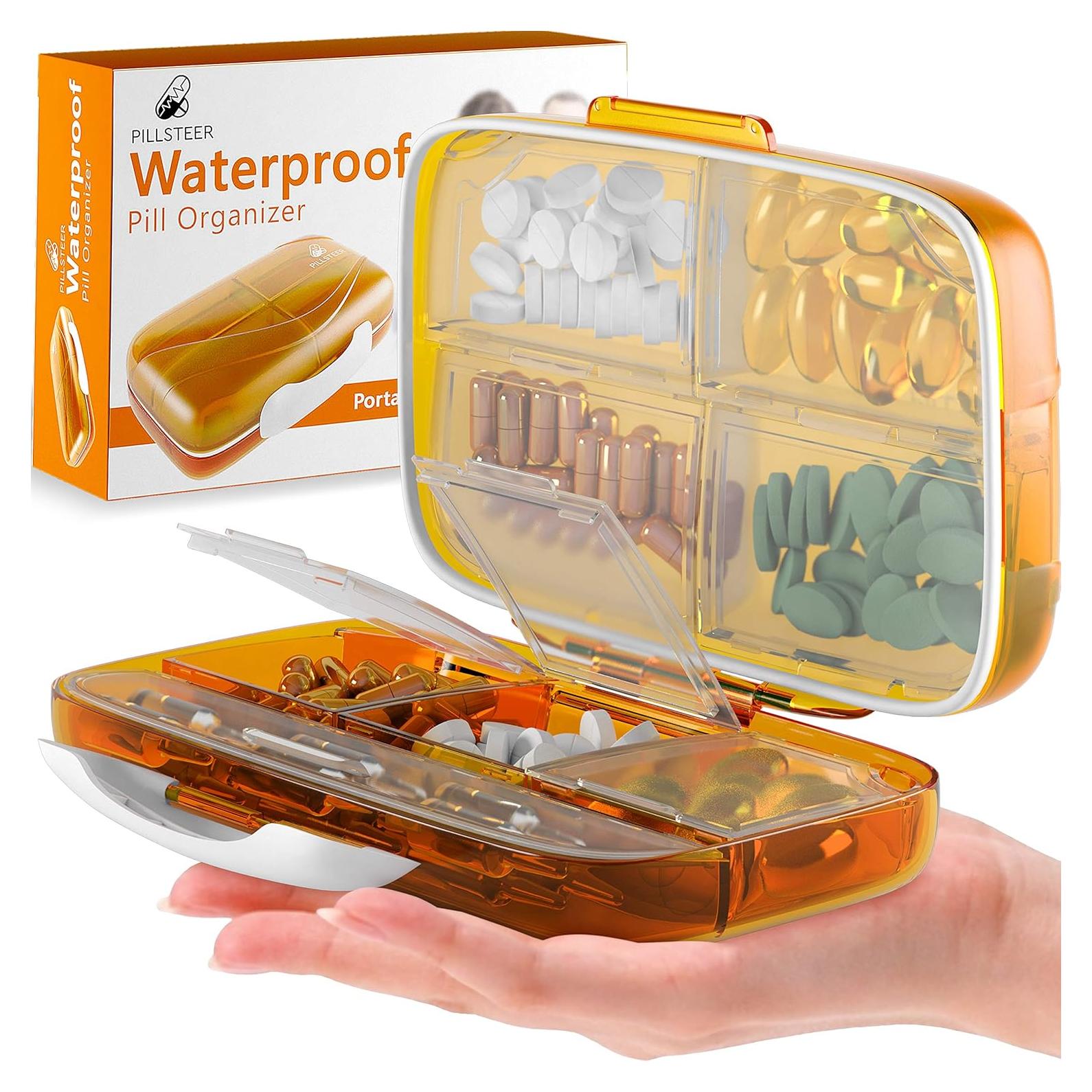 Organizador de Pastillas Portátil PILLSTEER - 8 Compartimentos a Prueba de Humedad