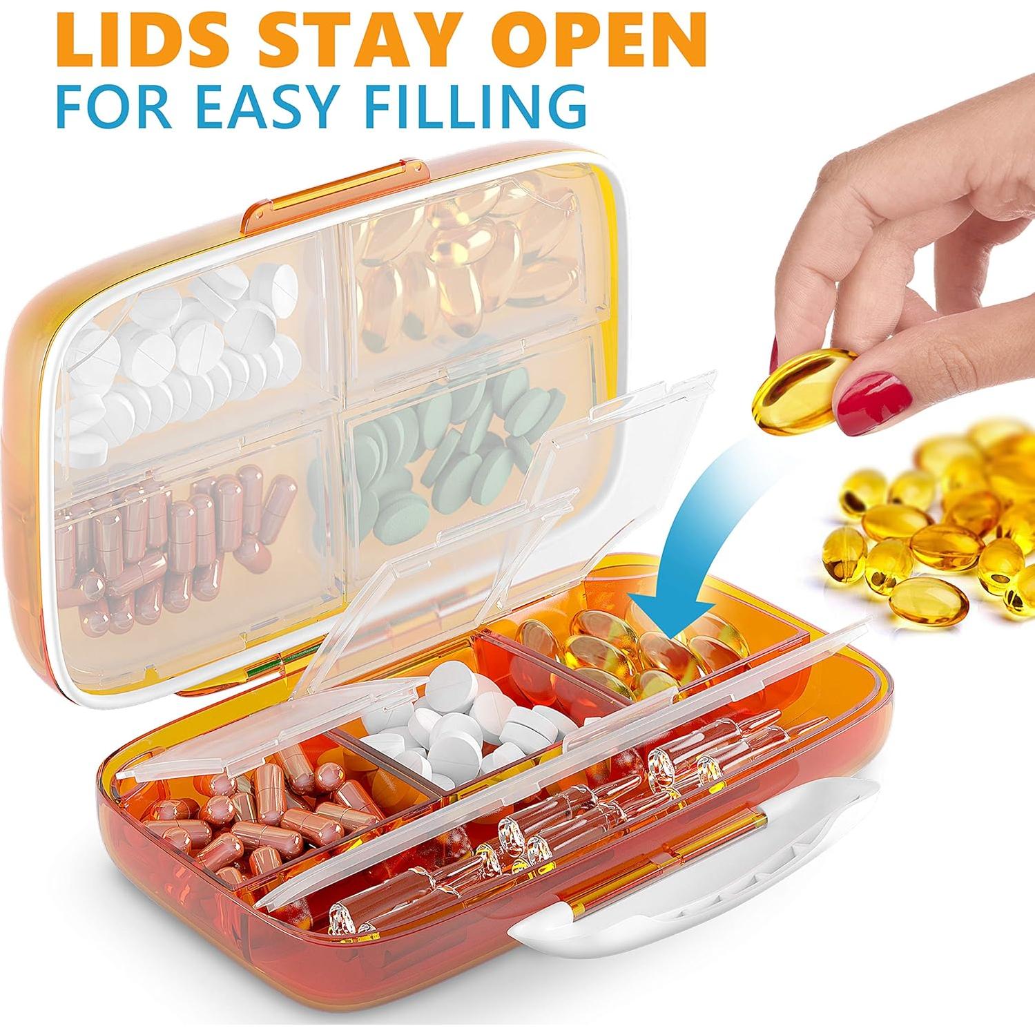 Organizador de Pastillas Portátil PILLSTEER - 8 Compartimentos a Prueba de Humedad