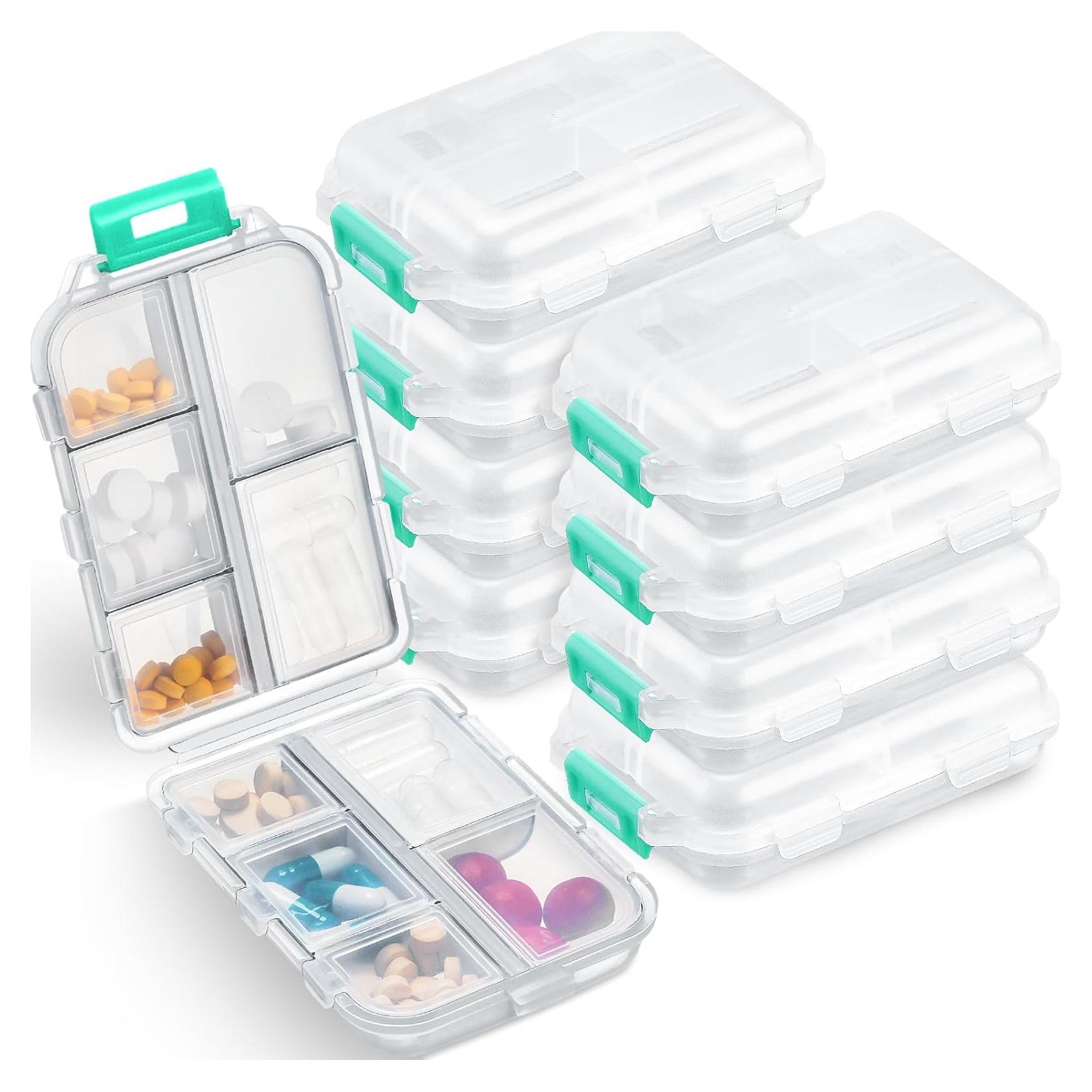 Organizador de Pastillas de Viaje Meekoo 8 Pcs Transparente