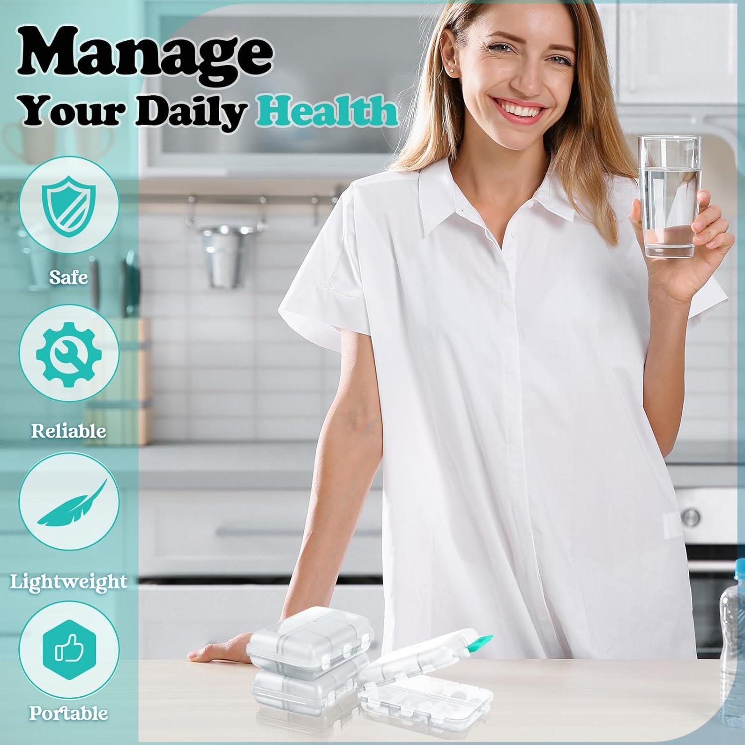 Organizador de Pastillas de Viaje Meekoo 8 Pcs Transparente