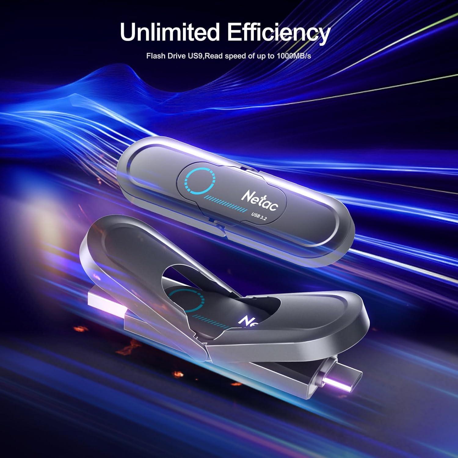 Netac 256GB SSD Externo USB 3.2 Tipo-C Alta Velocidad