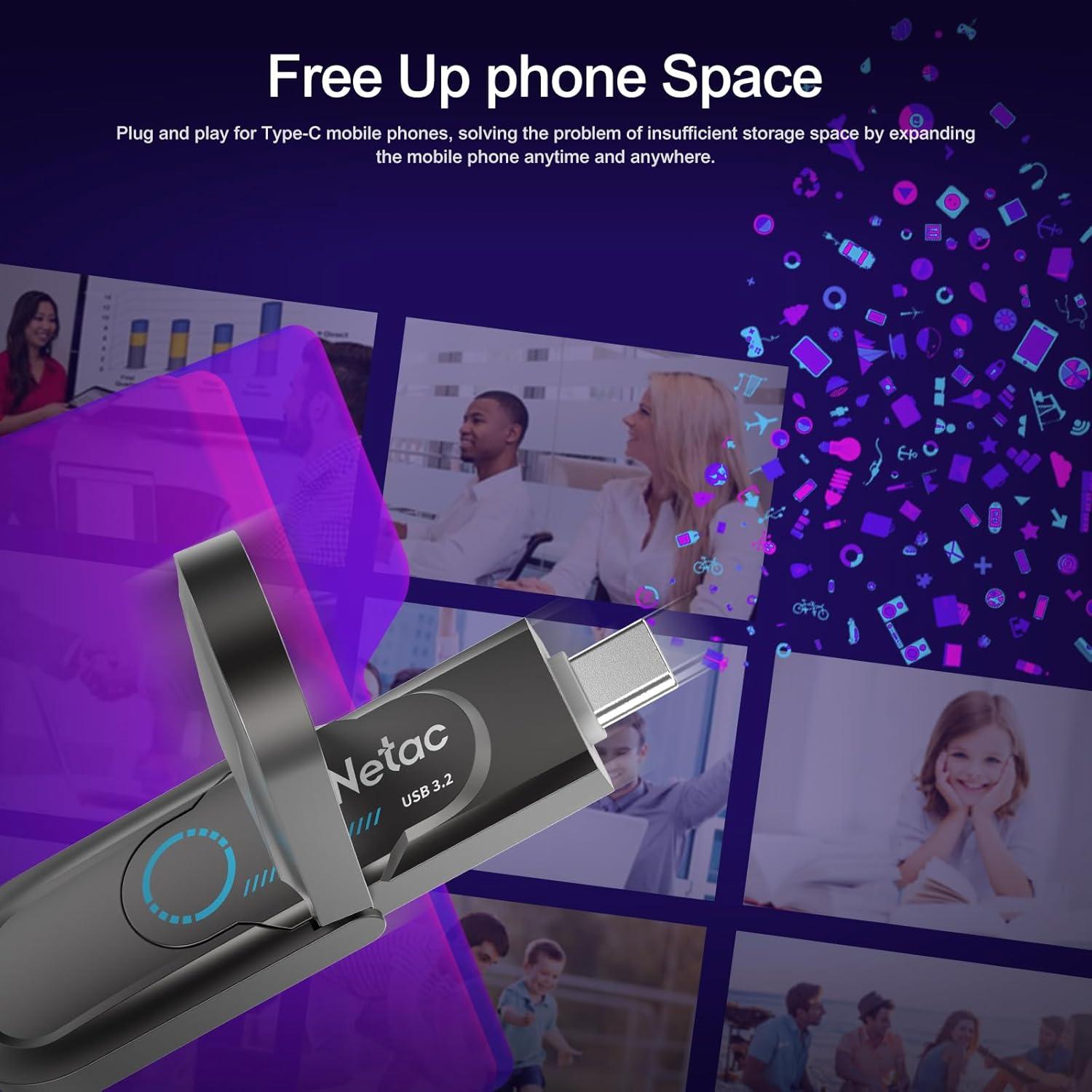 Netac 256GB SSD Externo USB 3.2 Tipo-C Alta Velocidad