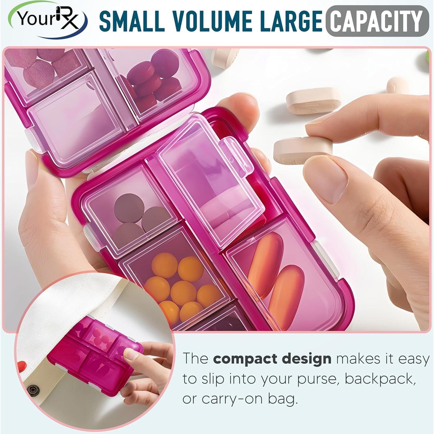 Organizador de Pastillas de Viaje YourRx - 10 Compartimentos Rosa