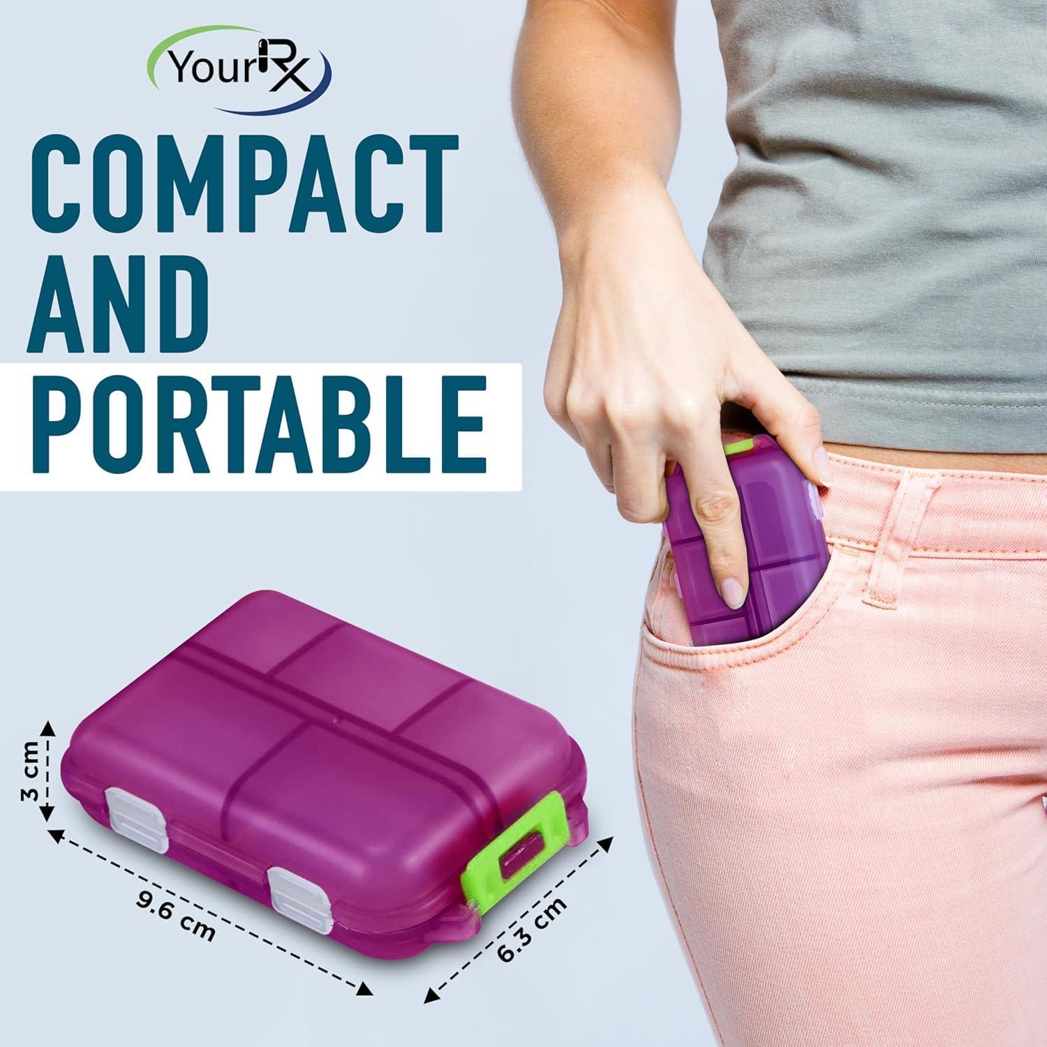 Organizador de Pastillas de Viaje YourRx - 10 Compartimentos Rosa